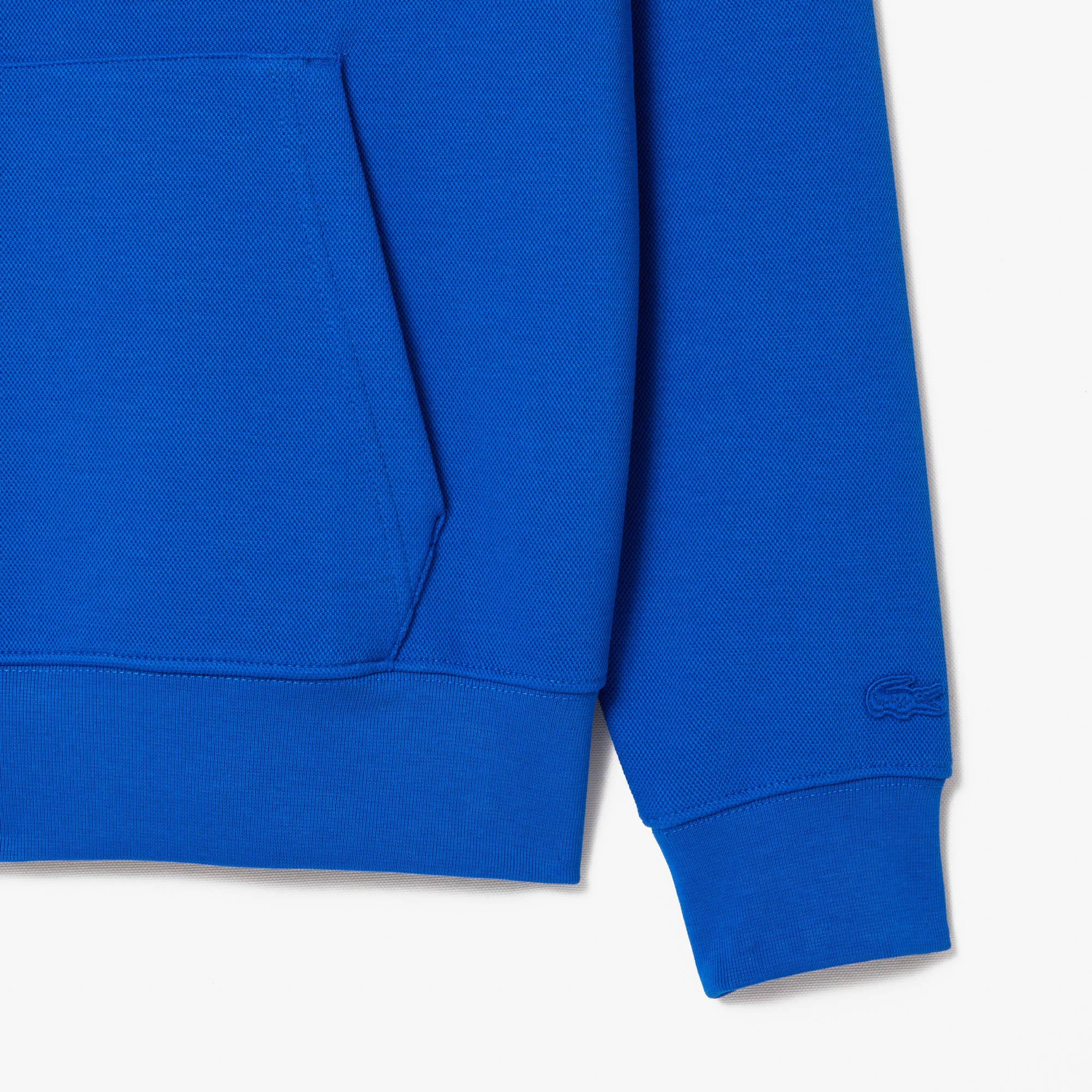 Erkek Classic Fit Kapüşonlu Baskılı Mavi Sweatshirt