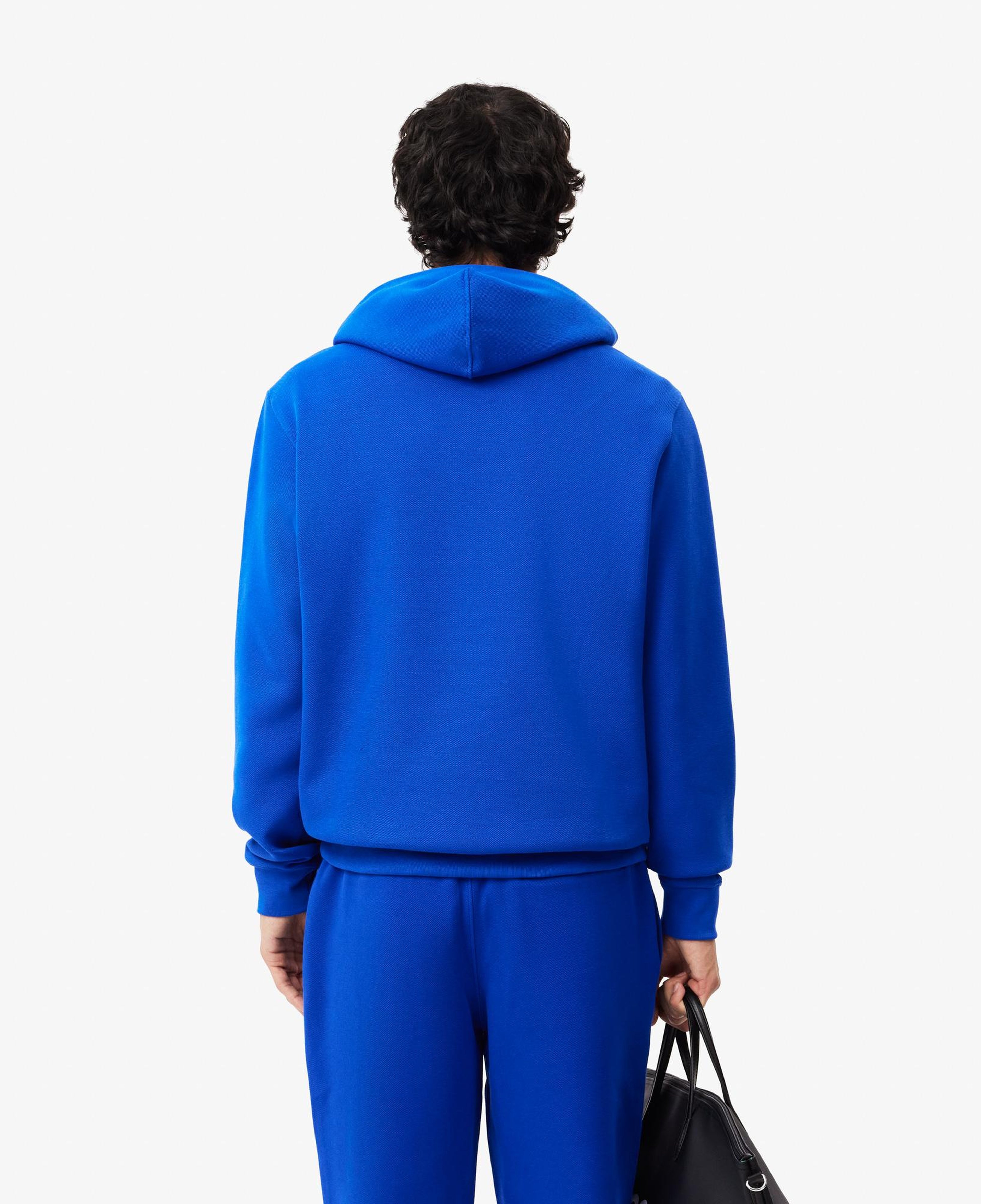Erkek Classic Fit Kapüşonlu Baskılı Mavi Sweatshirt
