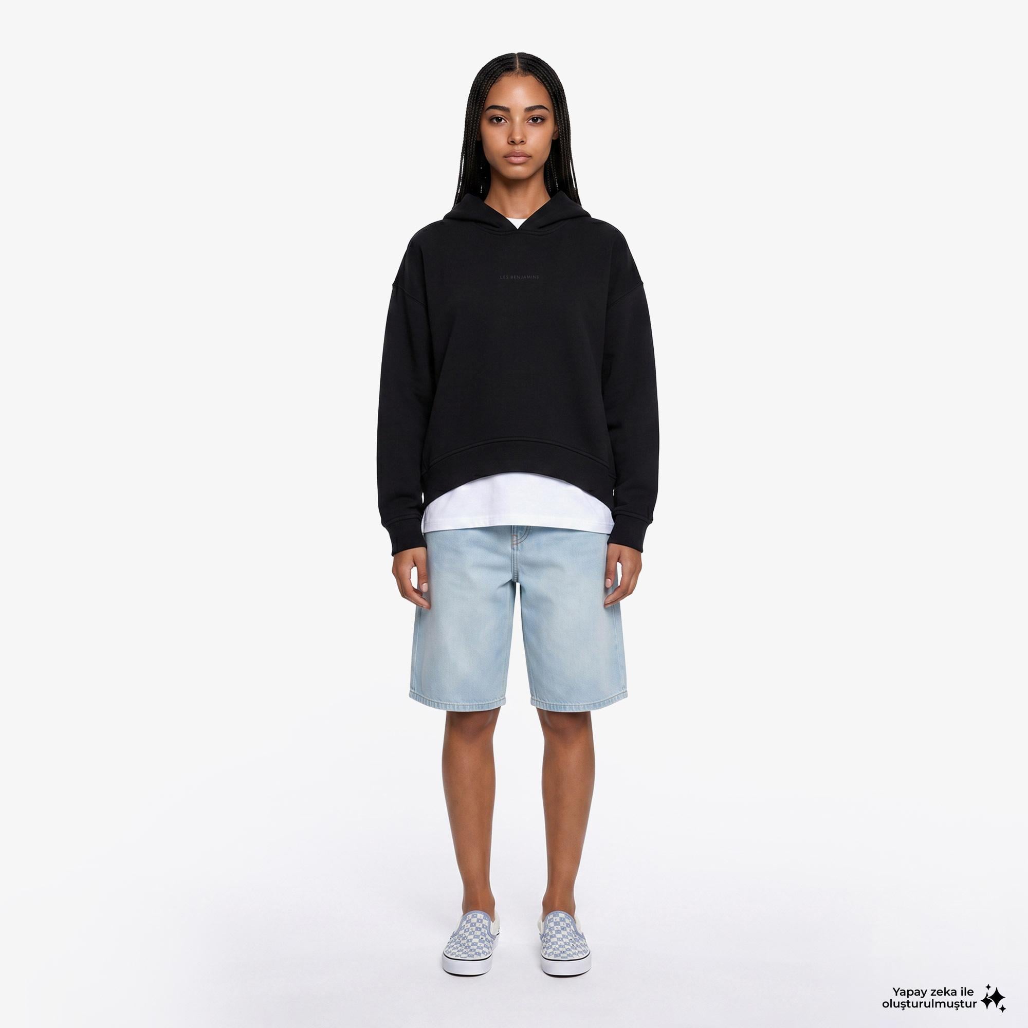 Les Benjamins Hoodie 401 Kadın Siyah Sweatshirt
