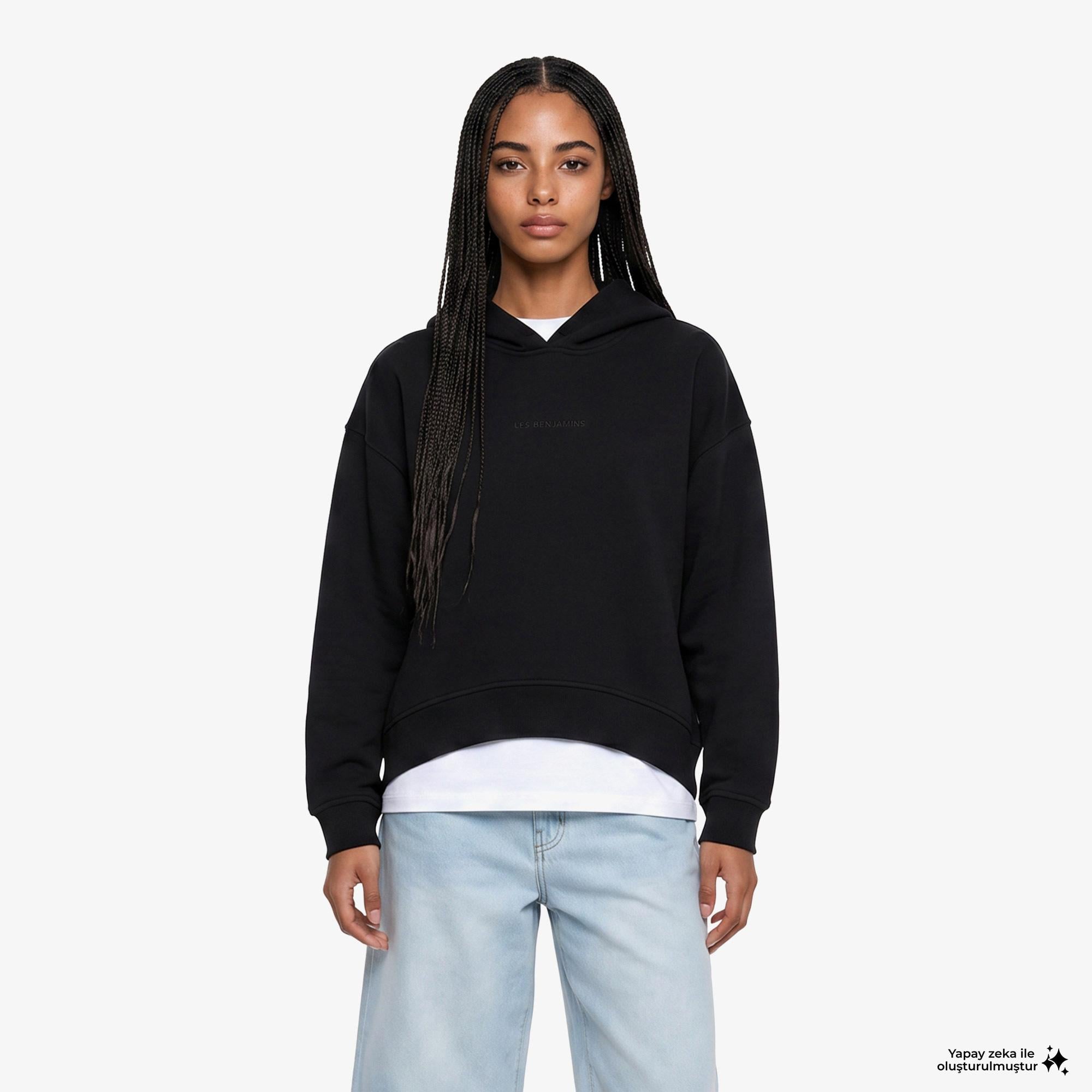 Les Benjamins Hoodie 401 Kadın Siyah Sweatshirt