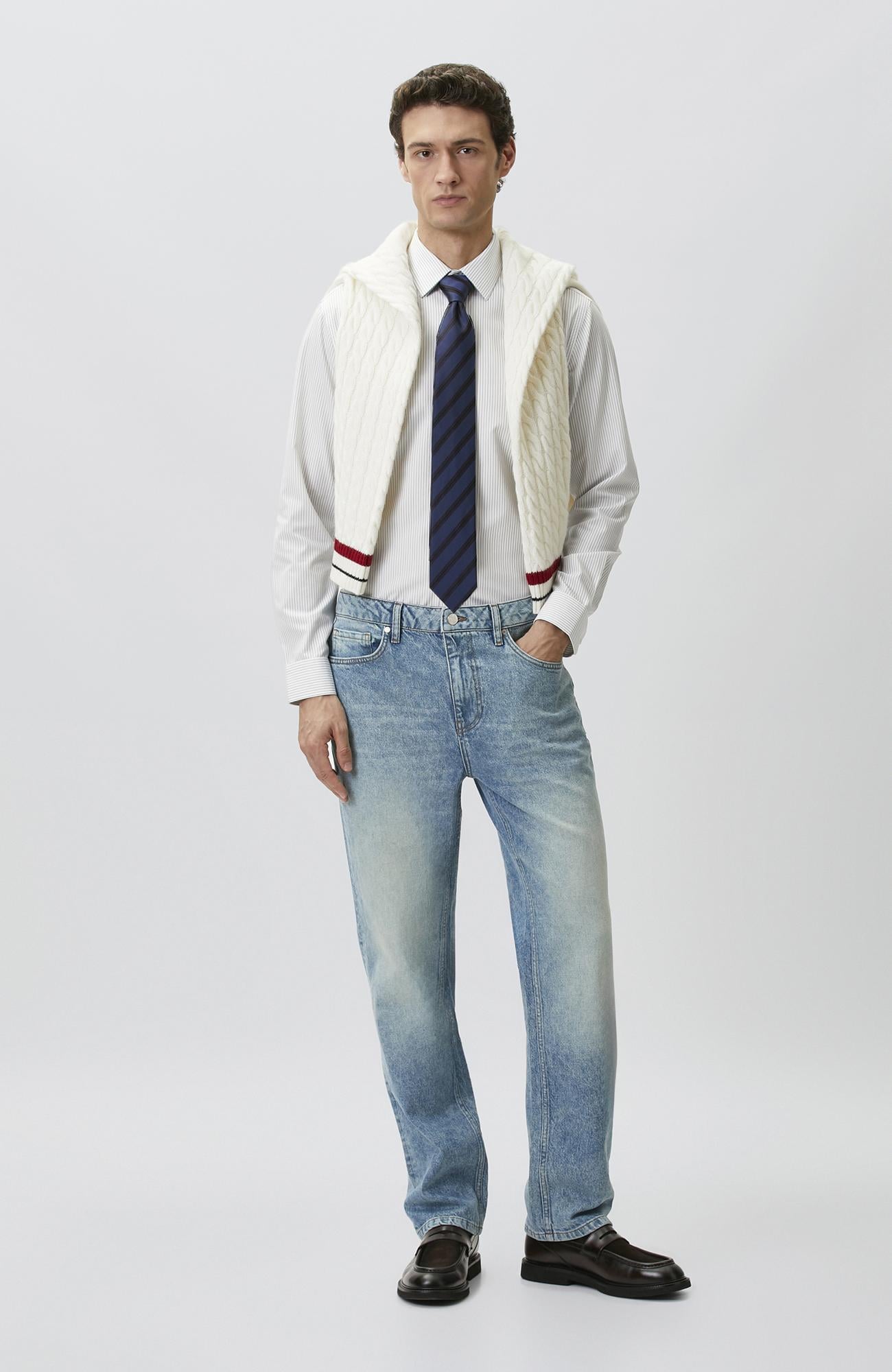 Network Erkek Açık Mavi Straight Fit Denim Pantolon