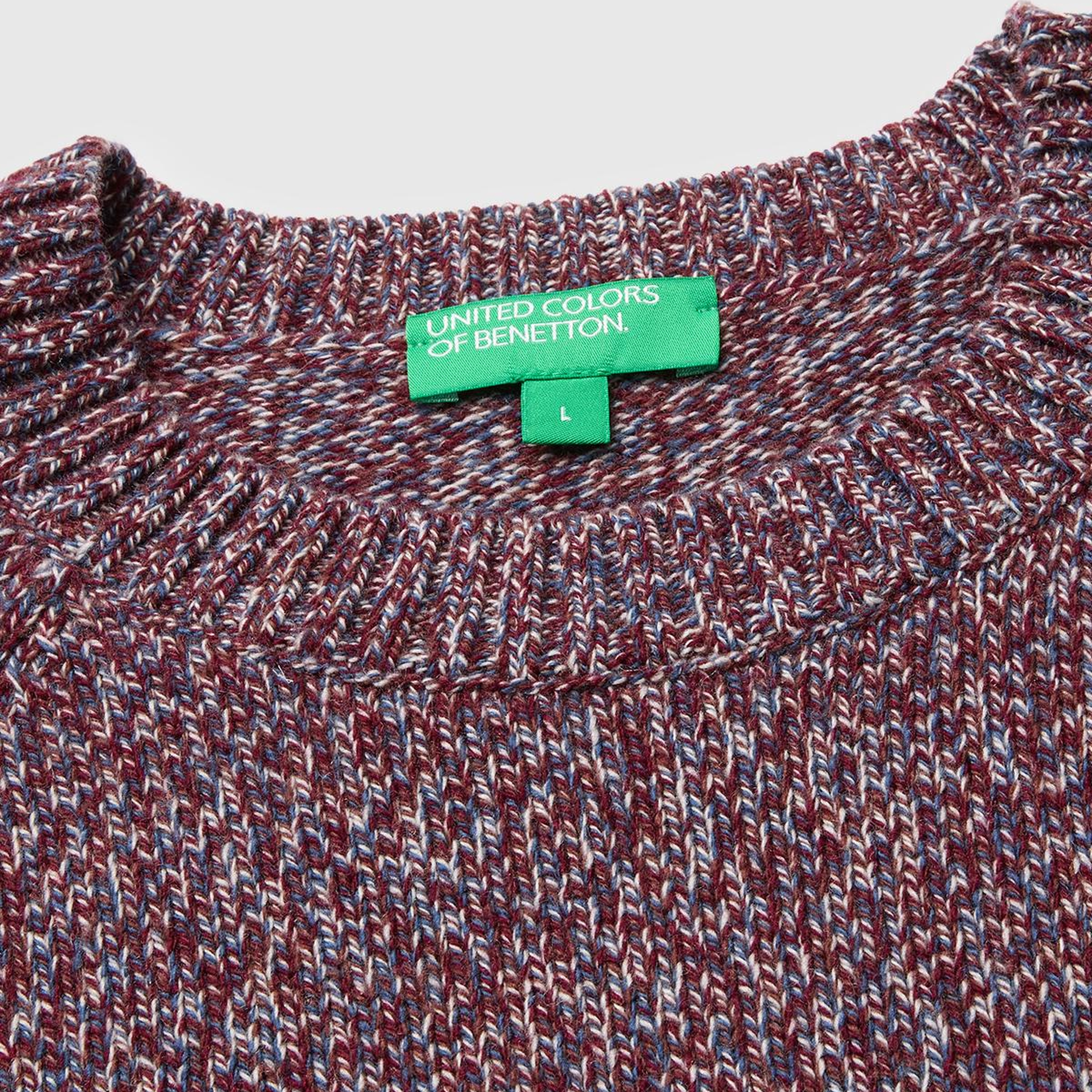Erkek Bordo Mix Yün Karışımlı Regular Fit Reglan Kollu Bisiklet Yaka Kazak
