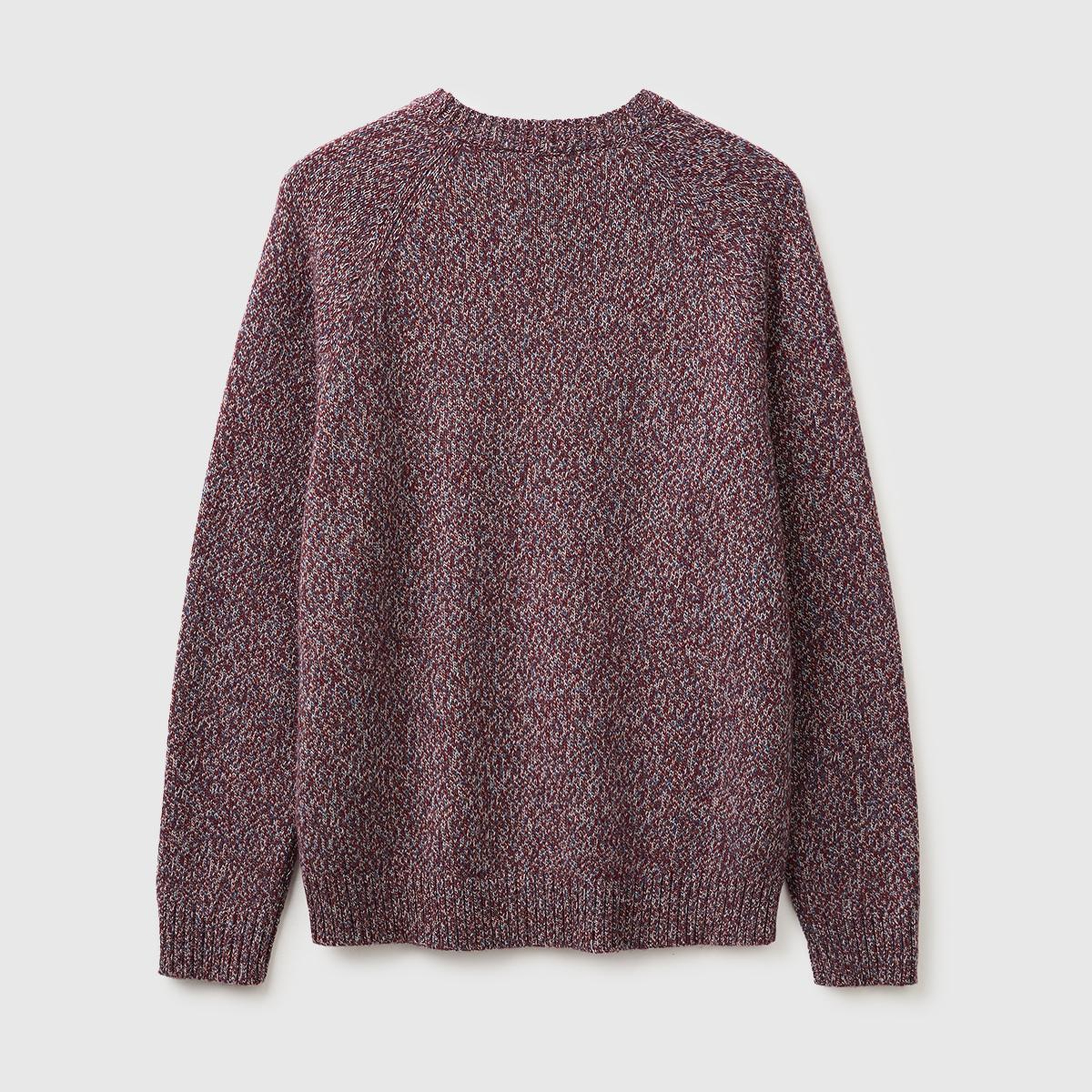 Erkek Bordo Mix Yün Karışımlı Regular Fit Reglan Kollu Bisiklet Yaka Kazak