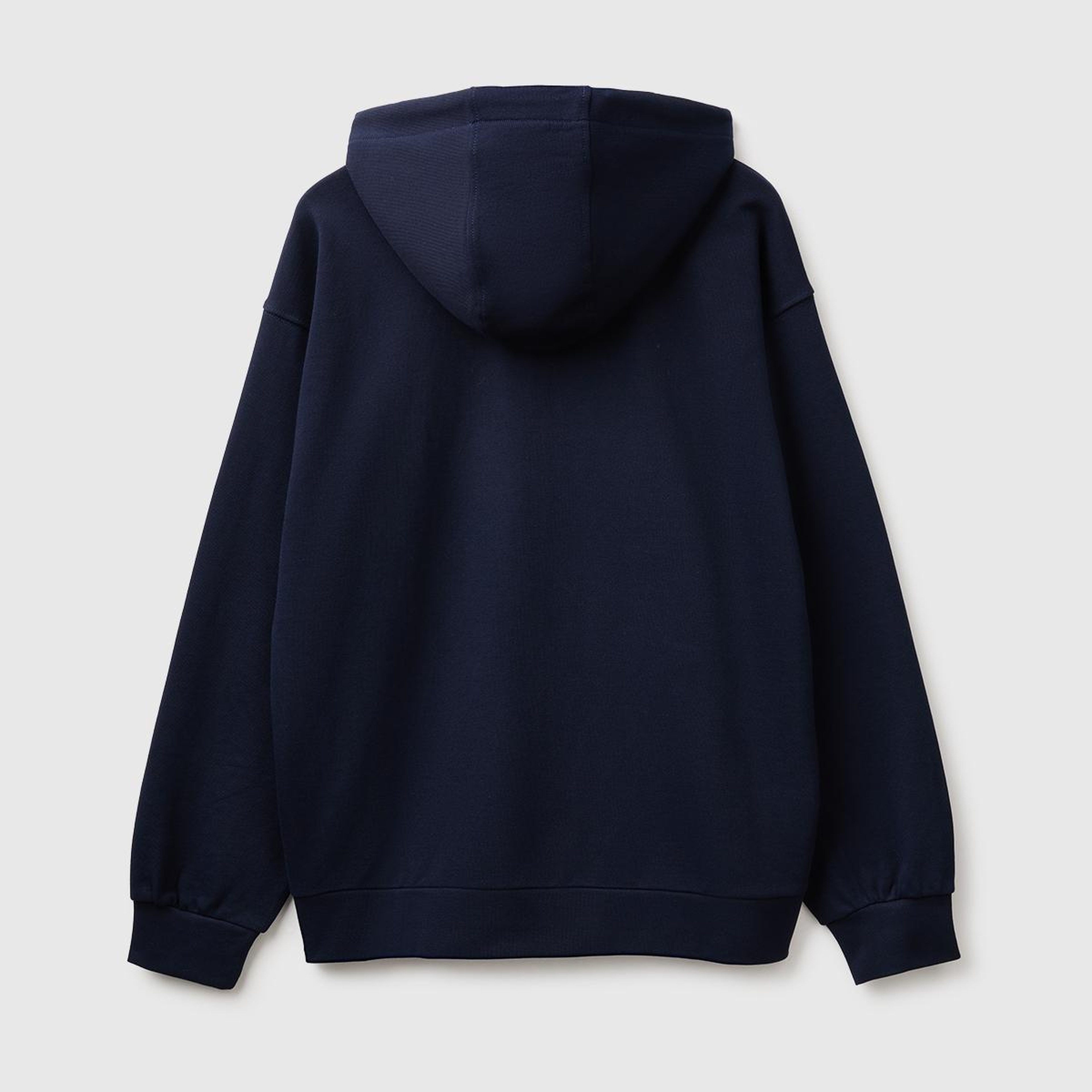 Erkek Lacivert %100 Pamuk Dar Kesim Fermuarlı Kapüşonlu Sweatshirt