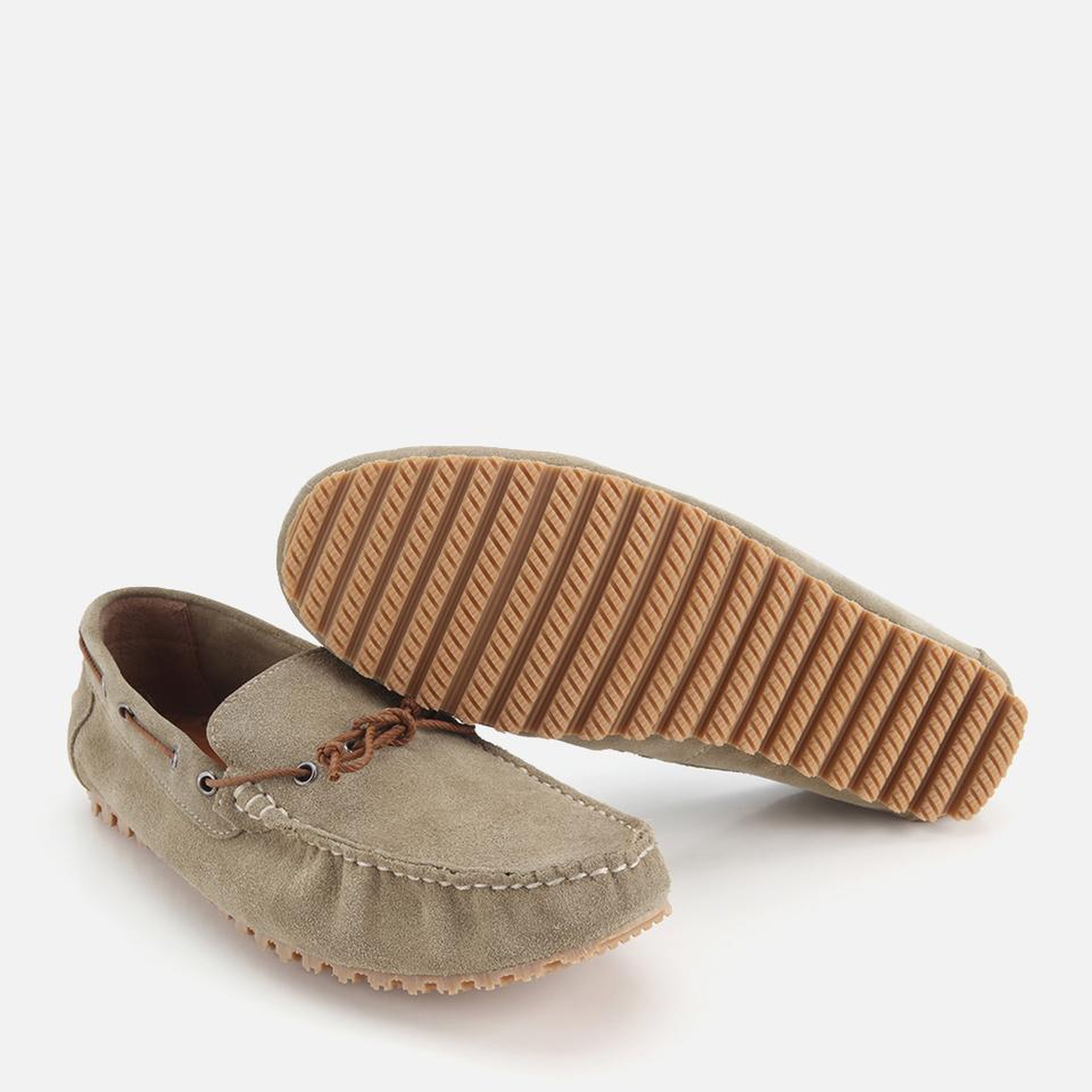Erkek Deri Haki Bağcık Detaylı Günlük Loafer