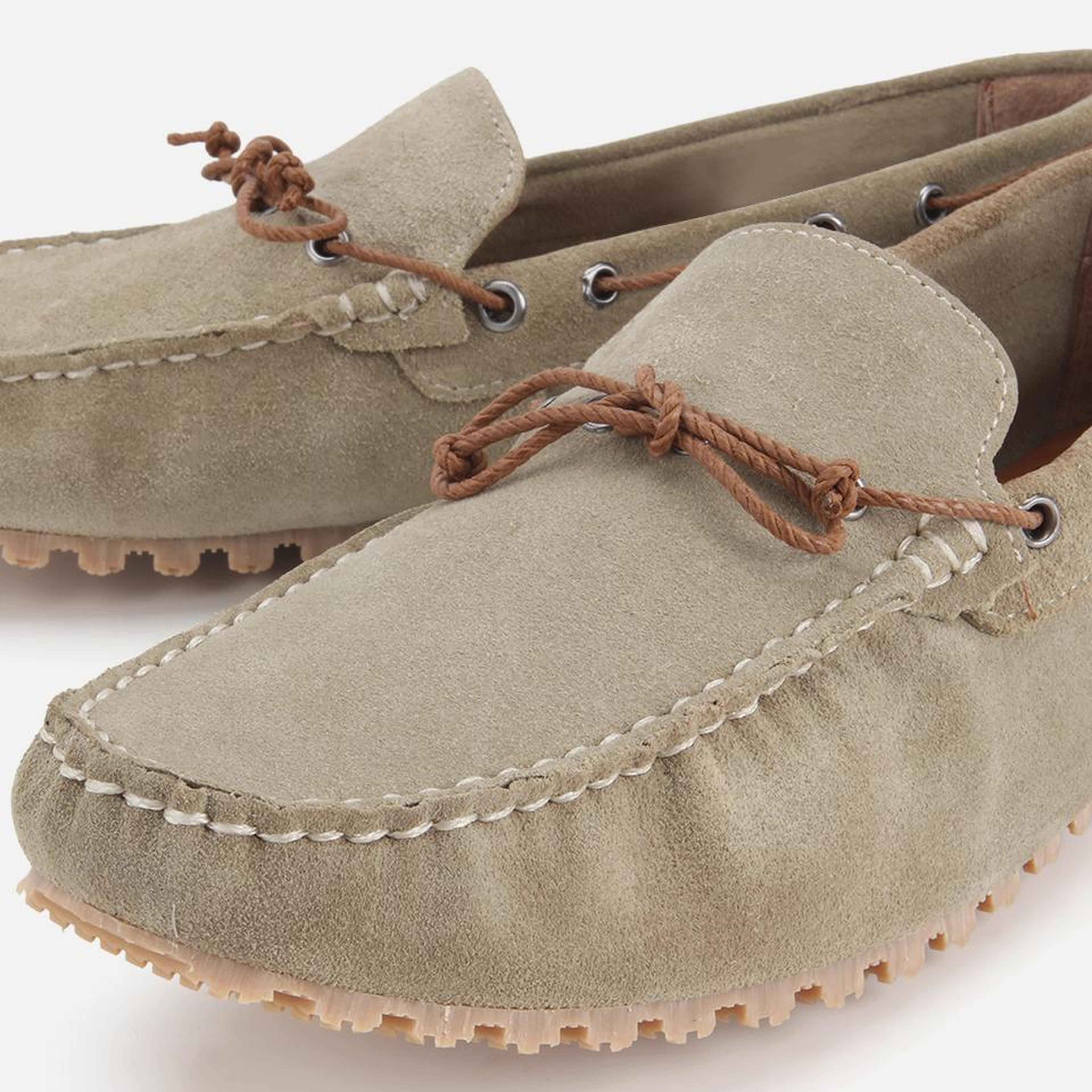 Erkek Deri Haki Bağcık Detaylı Günlük Loafer