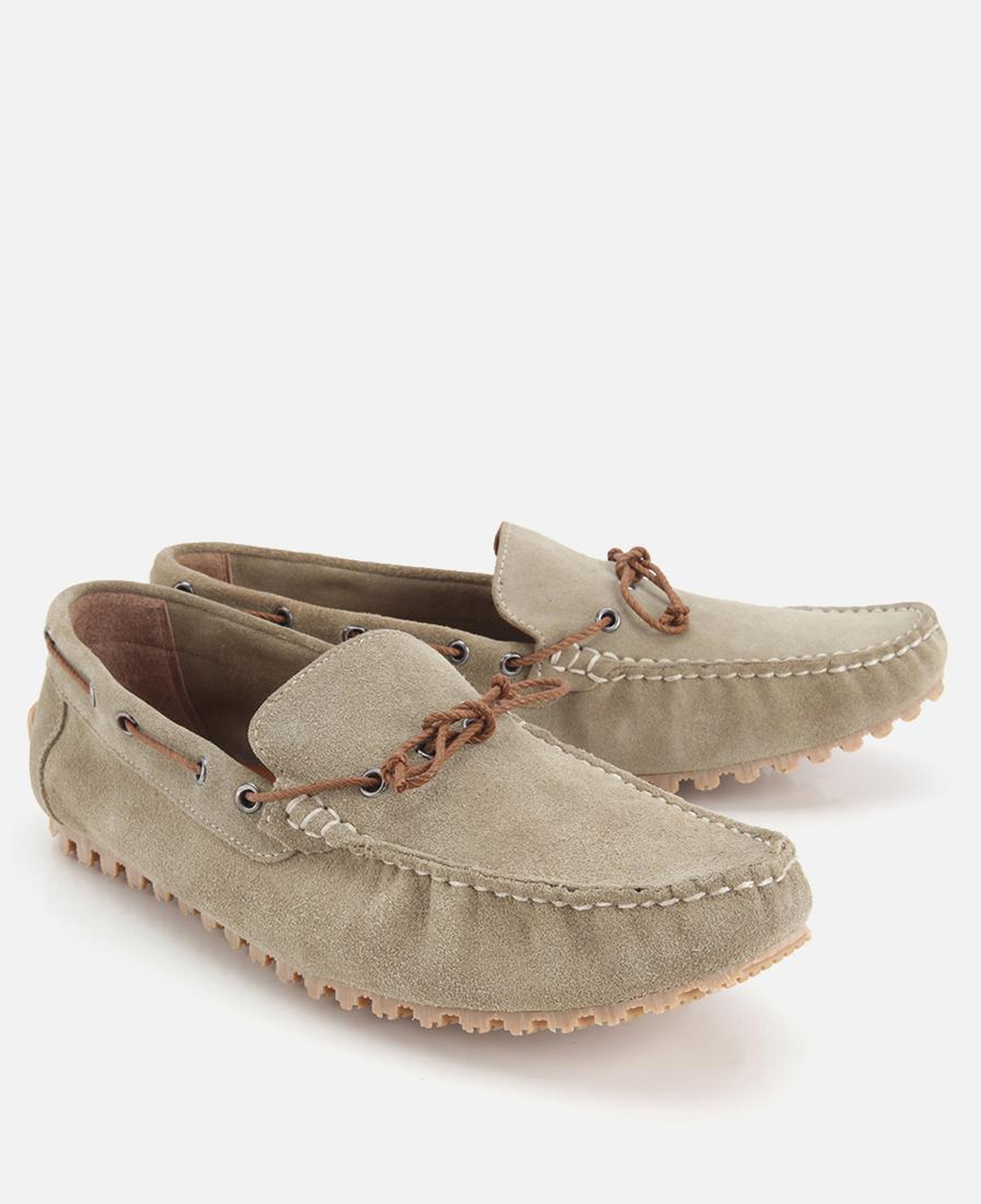 Erkek Deri Haki Bağcık Detaylı Günlük Loafer