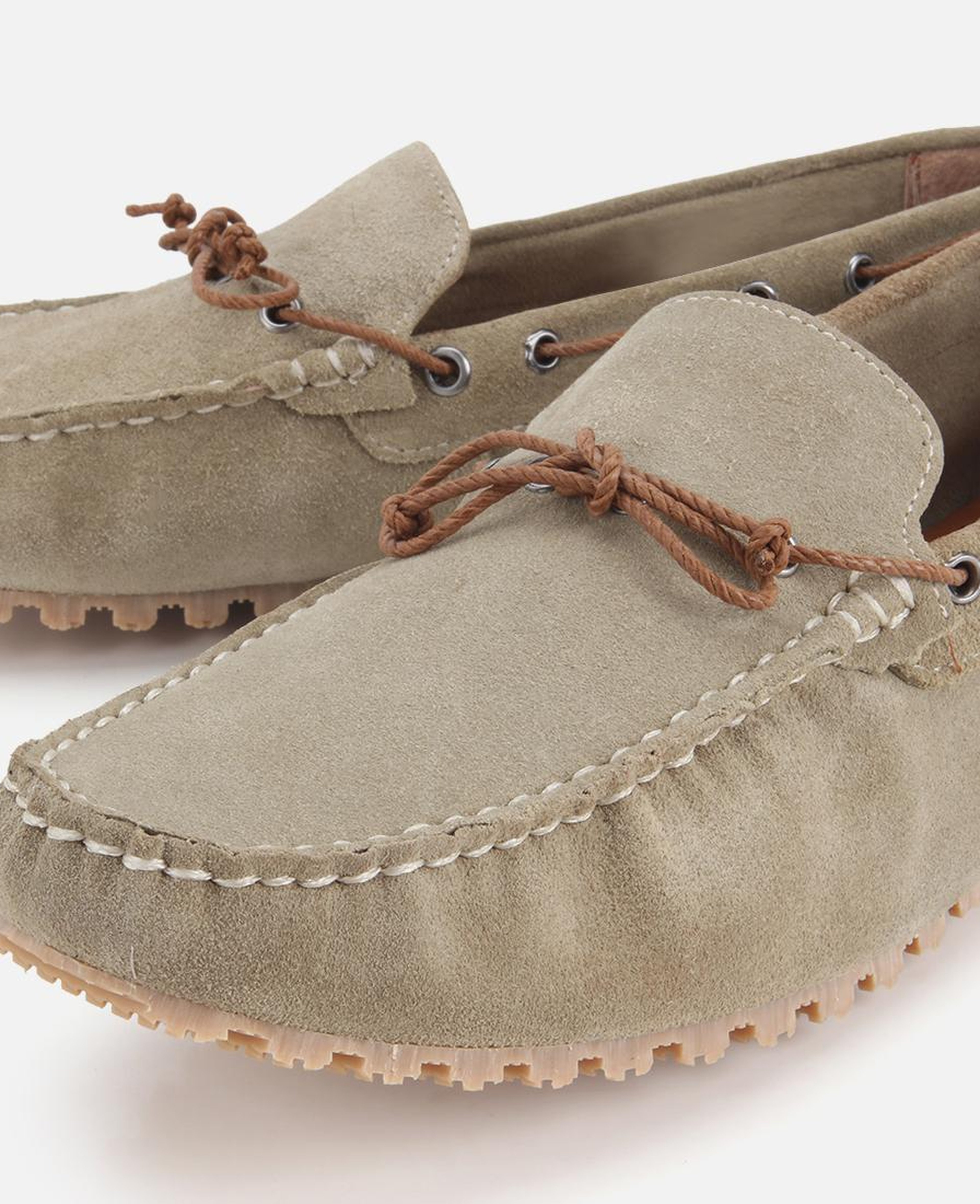 Erkek Deri Haki Bağcık Detaylı Günlük Loafer