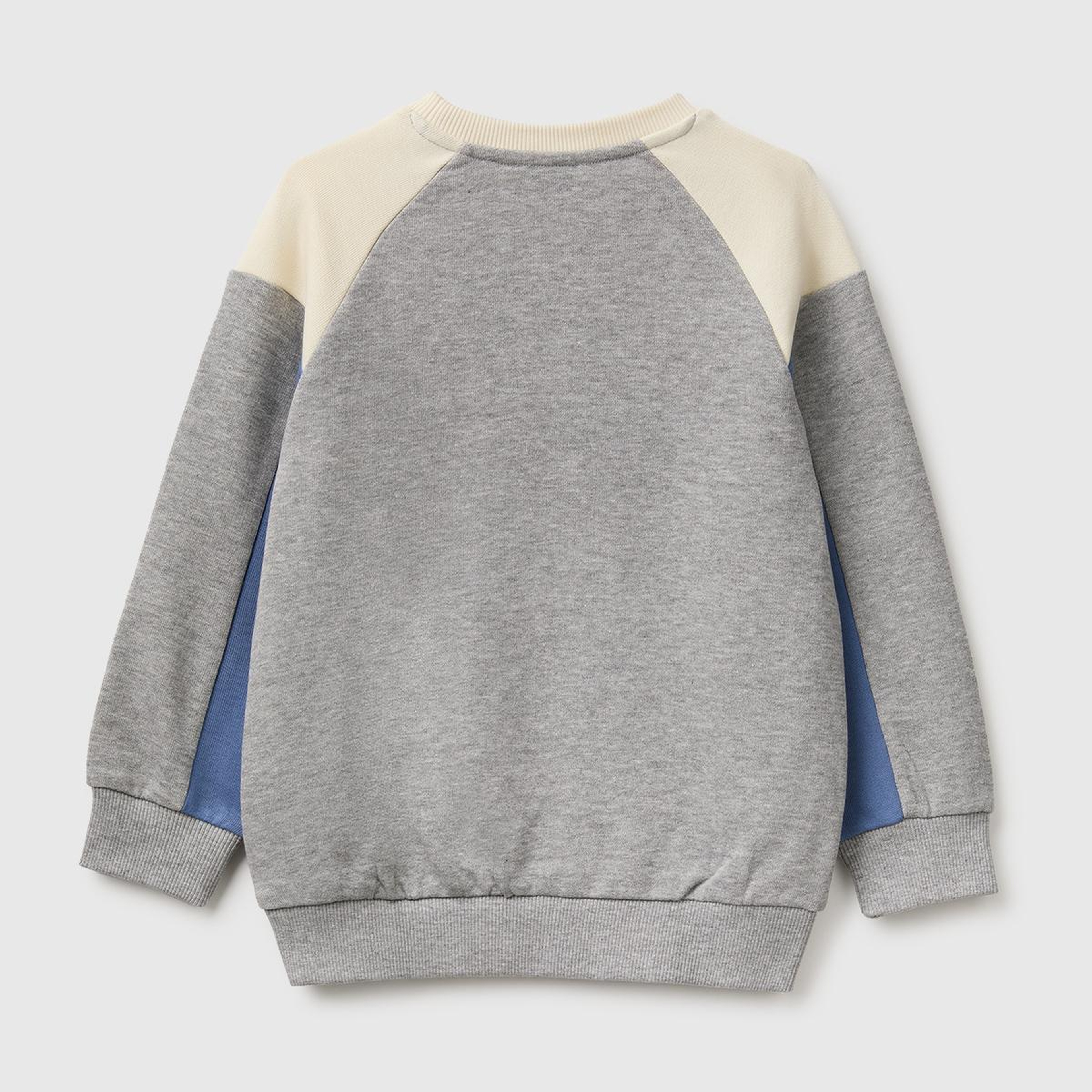 Erkek Çocuk Krem Mix Önü İşlemeli Ribanalı Renk Bloklu Bisiklet Yaka Sweatshirt