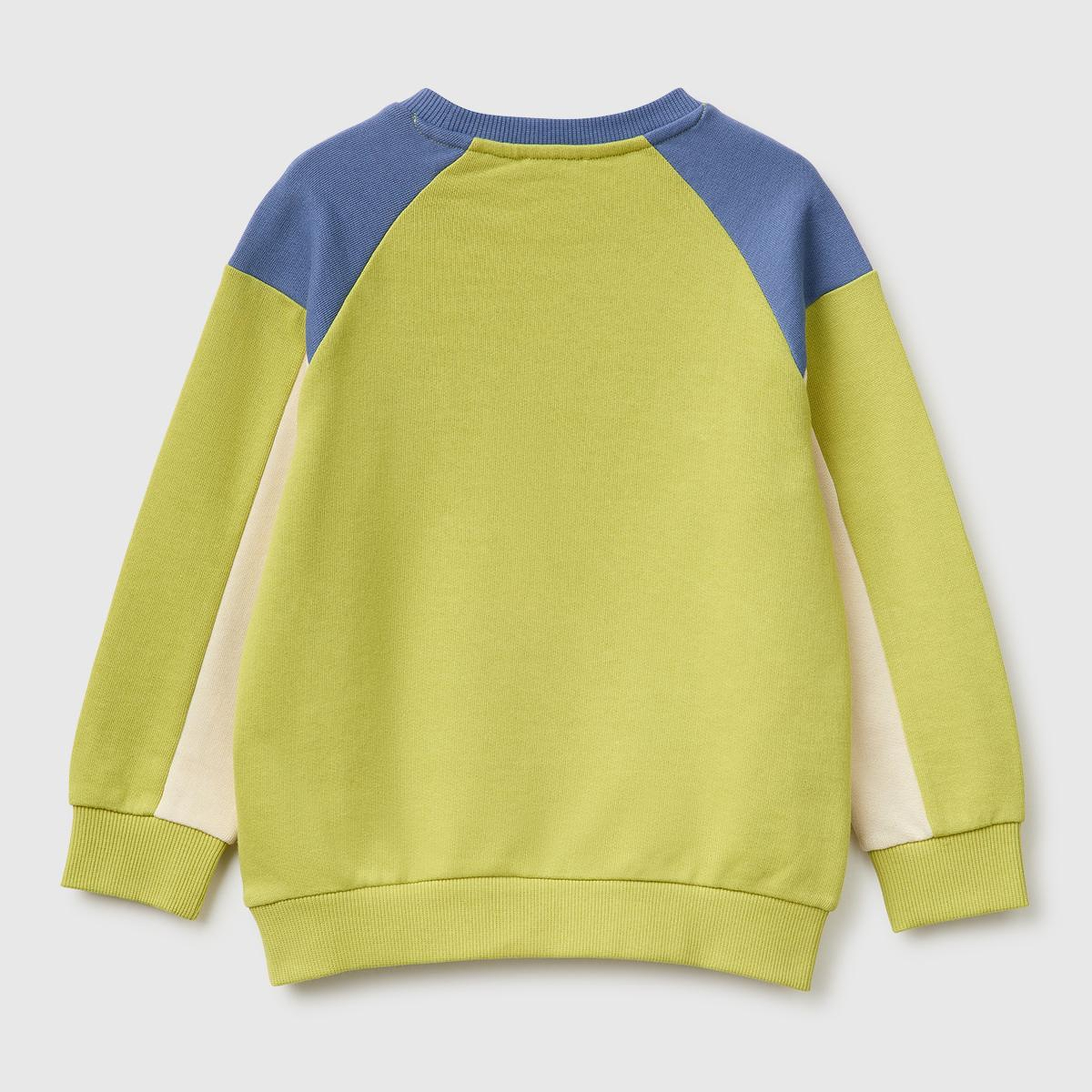 Erkek Çocuk Fıstık Yeşili Önü İşlemeli Ribanalı Renk Bloklu Bisiklet Yaka Sweatshirt