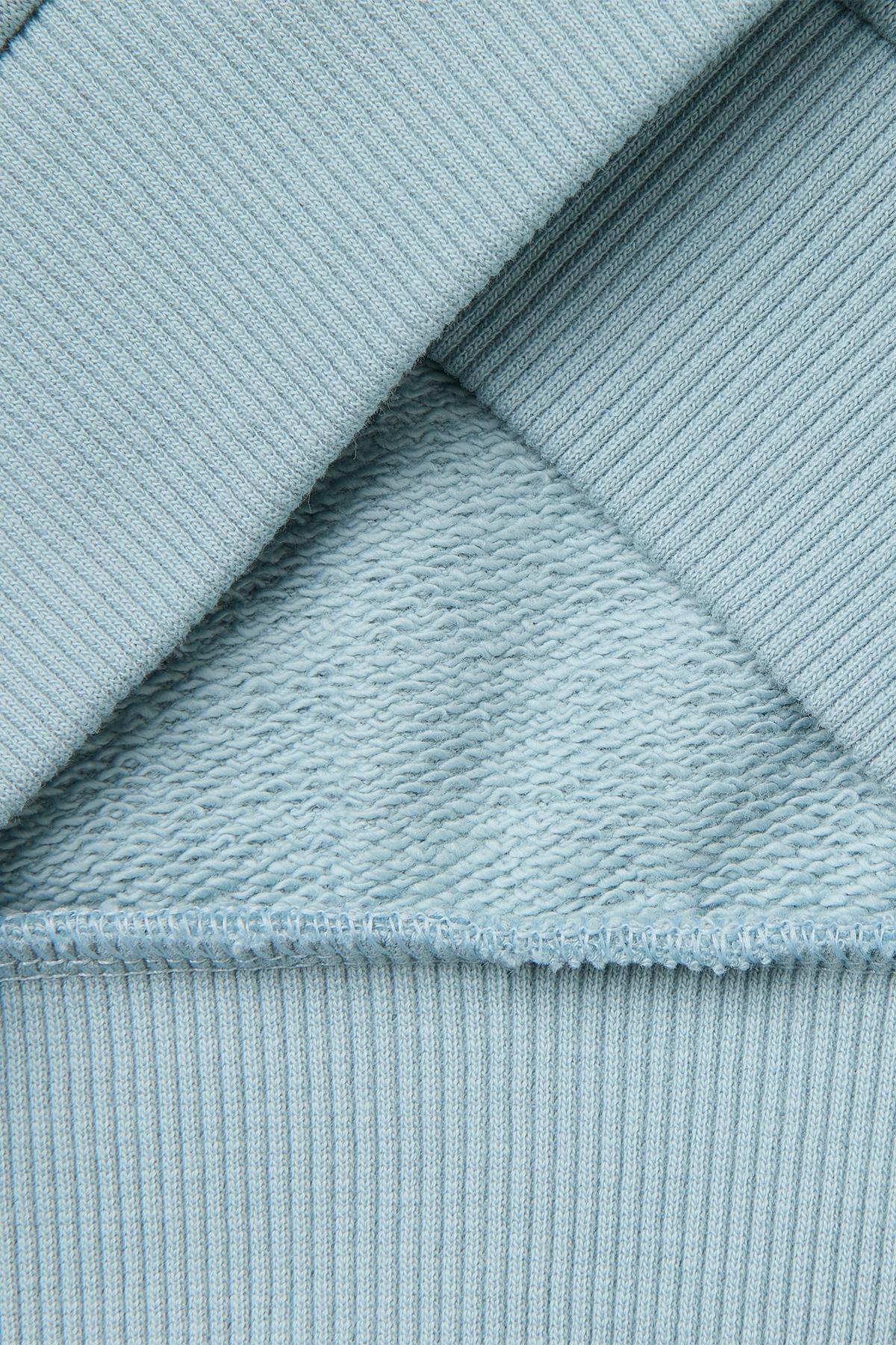Erkek Çocuk Mavi Mix Önü İşlemeli Ribanalı Renk Bloklu Bisiklet Yaka Sweatshirt
