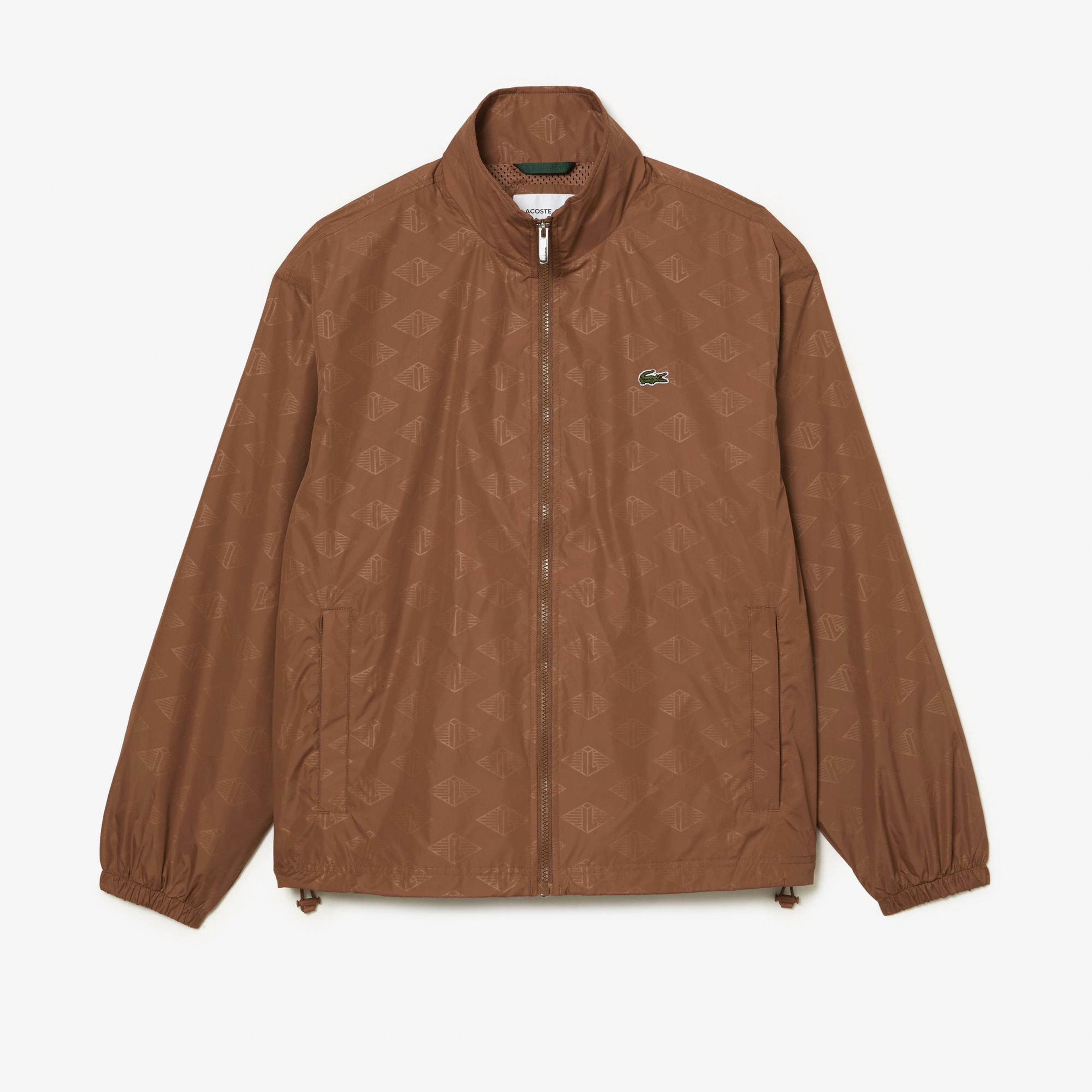 Erkek Dik Yaka Monogram Kahverengi Mont