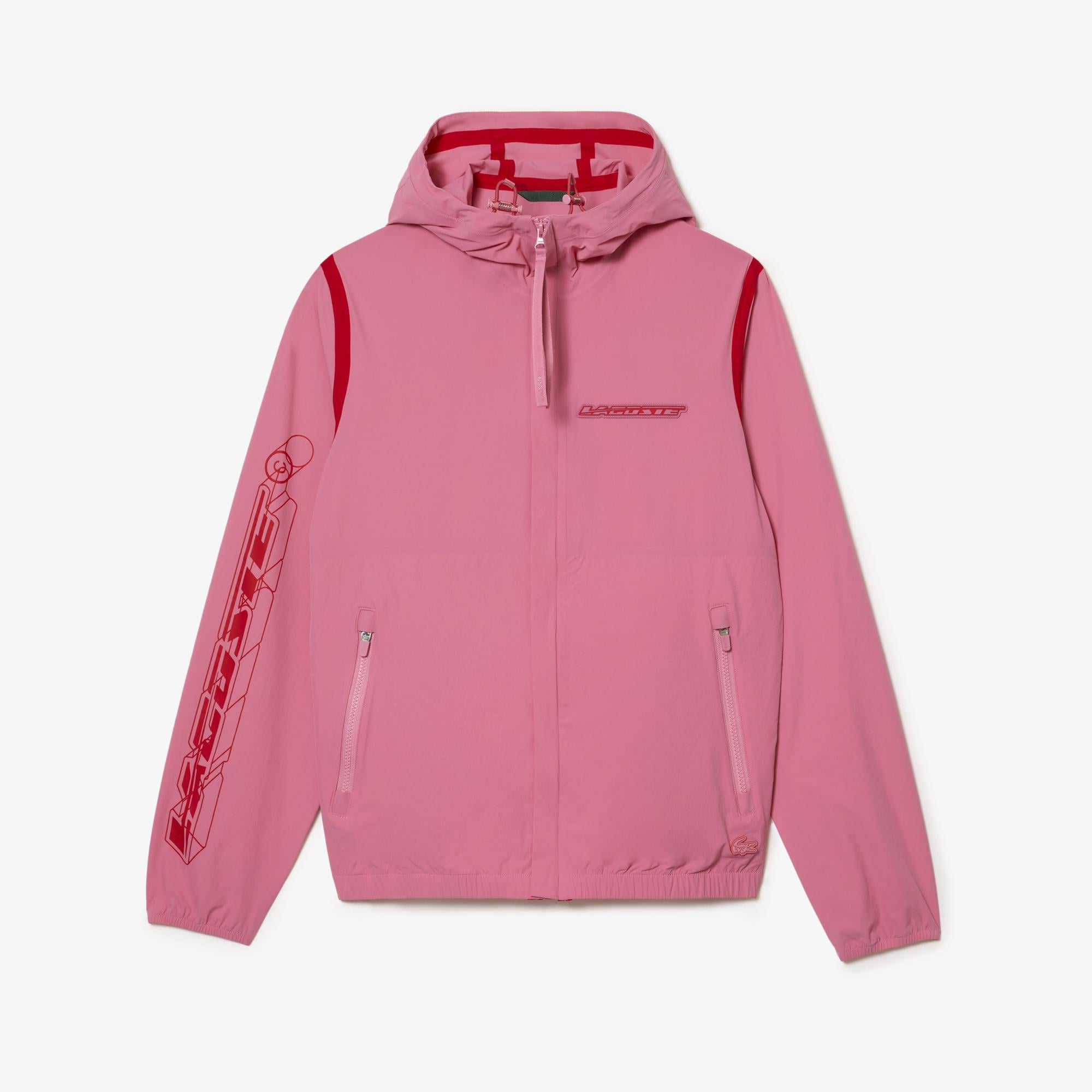 Active Erkek Kapüşonlu Baskılı Pembe Mont