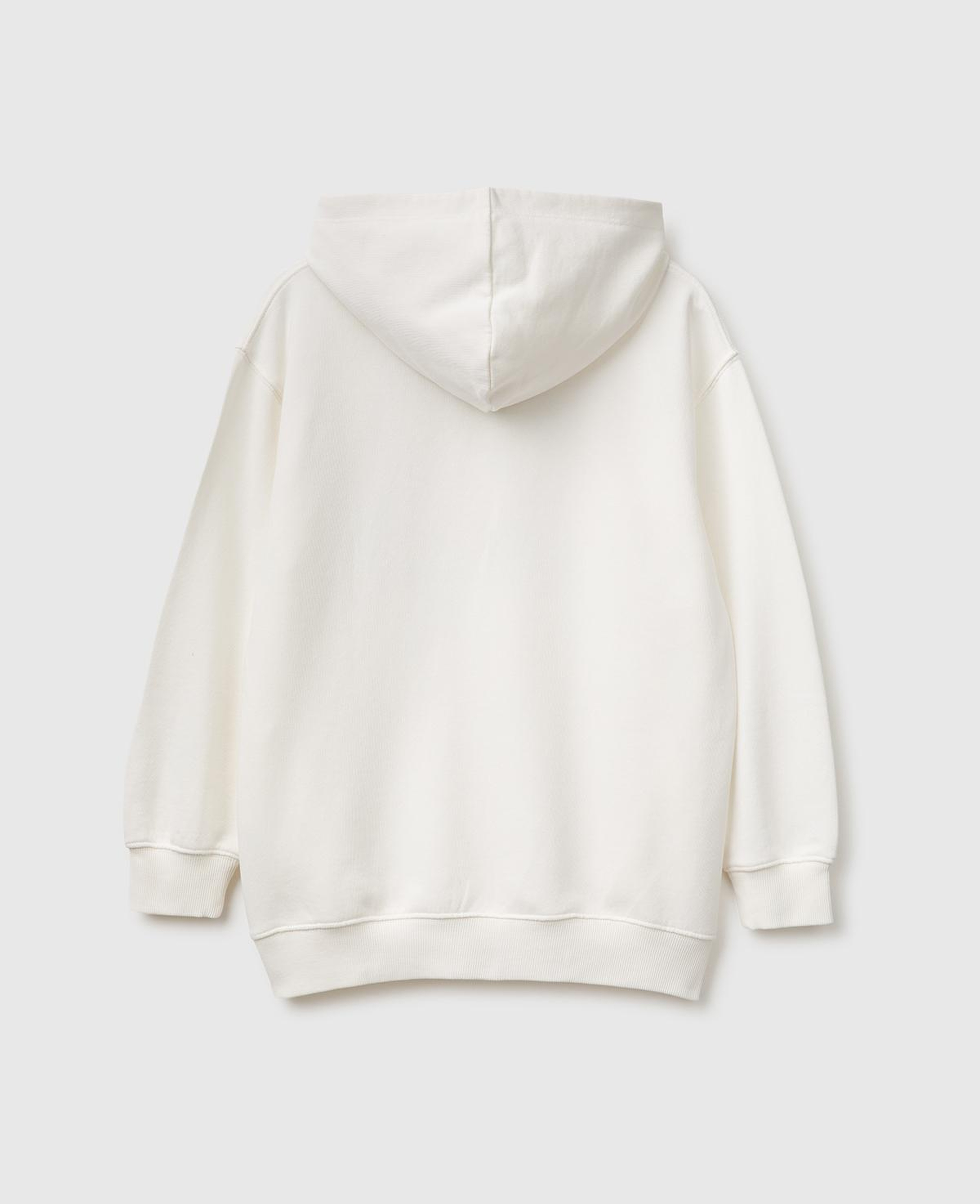 Erkek Çocuk Beyaz Önü Snoopy Baskılı Oversize Uzun Kollu Kapüşonlu Sweatshirt