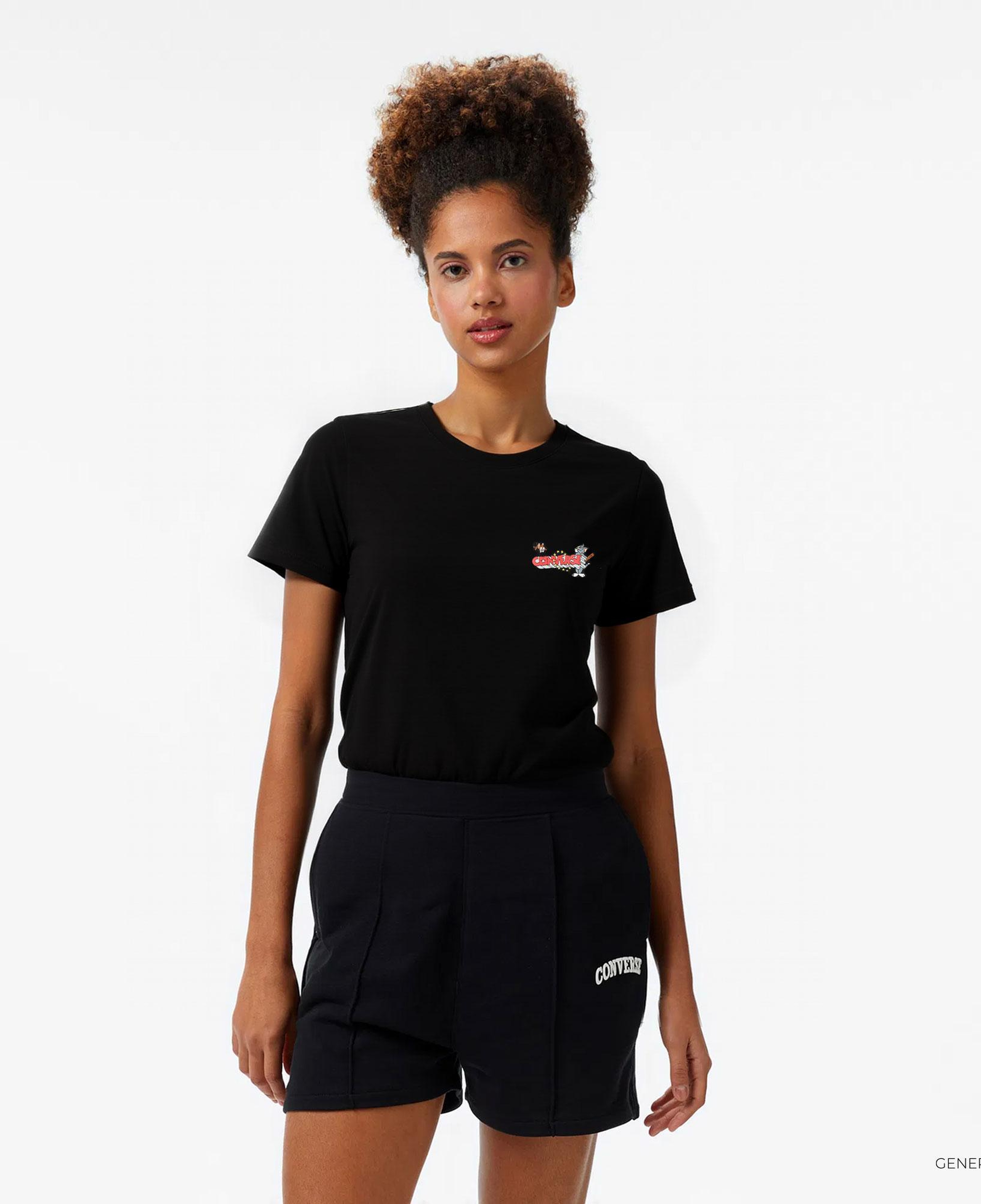 Converse X Tom & Jerry Unisex Siyah T-Shirt