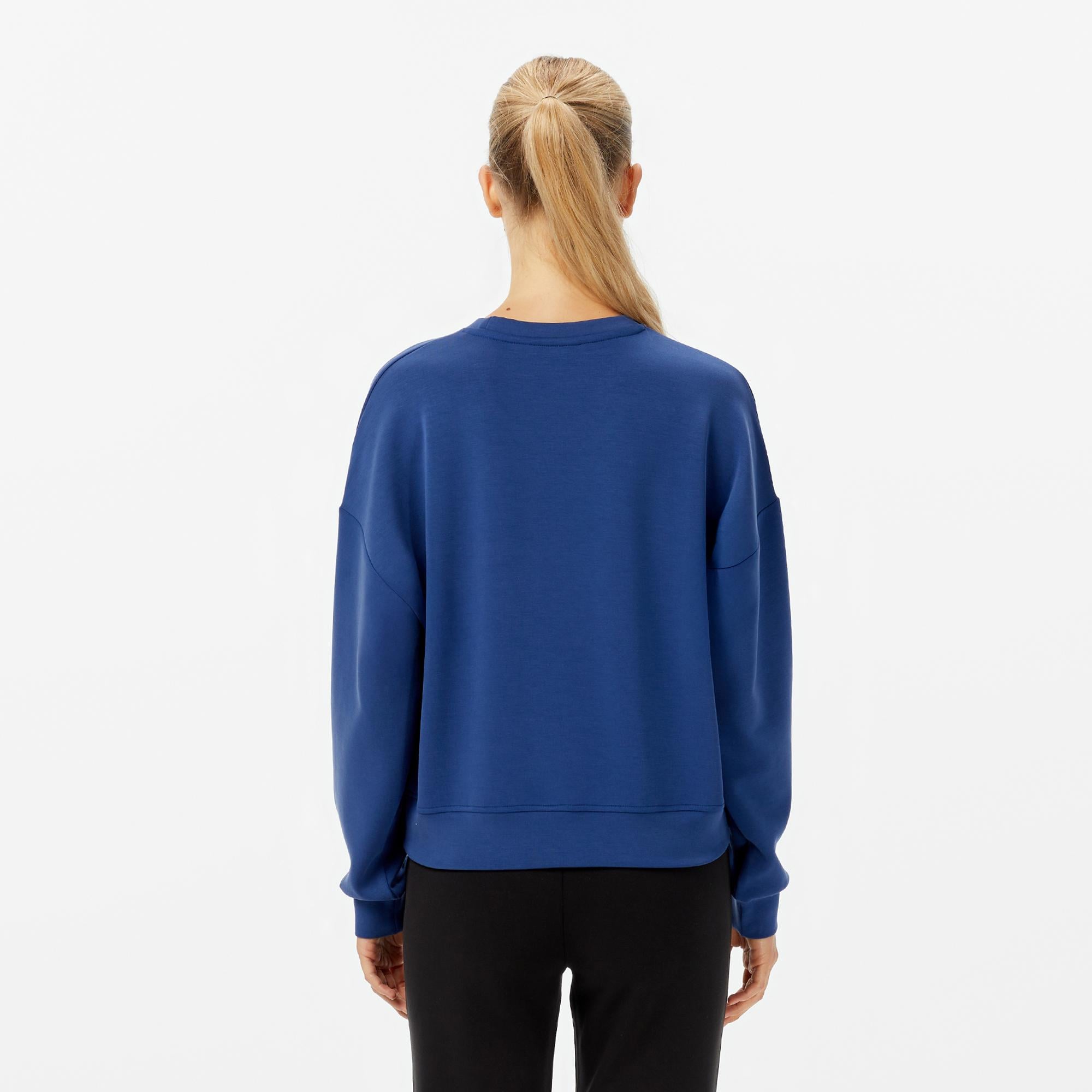 Nautica Kadın Mavi Regular Fit Modal Karışımlı Sweatshirt