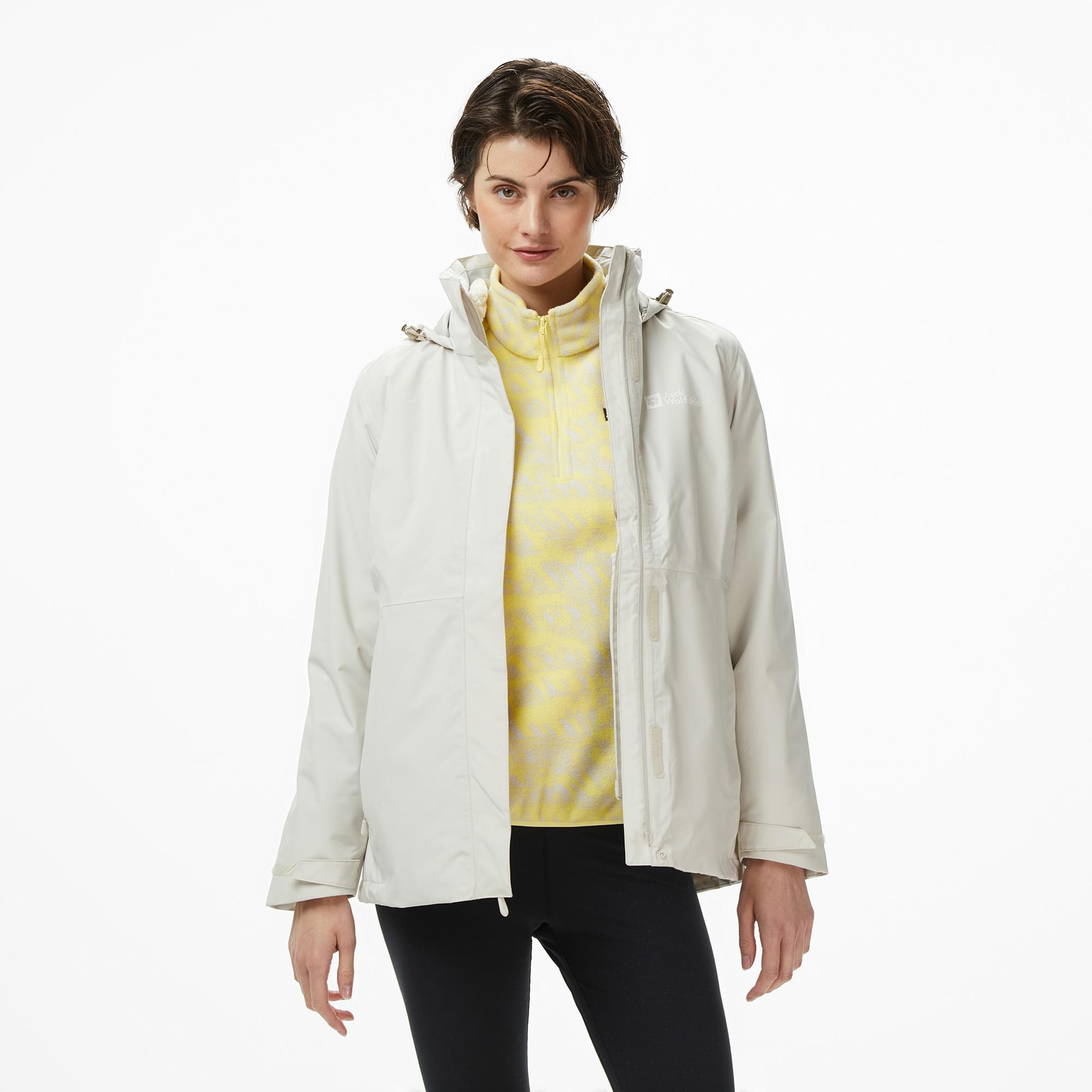 Jack Wolfskin Rotwand 3in1 Kadın Krem Outdoor Ceket