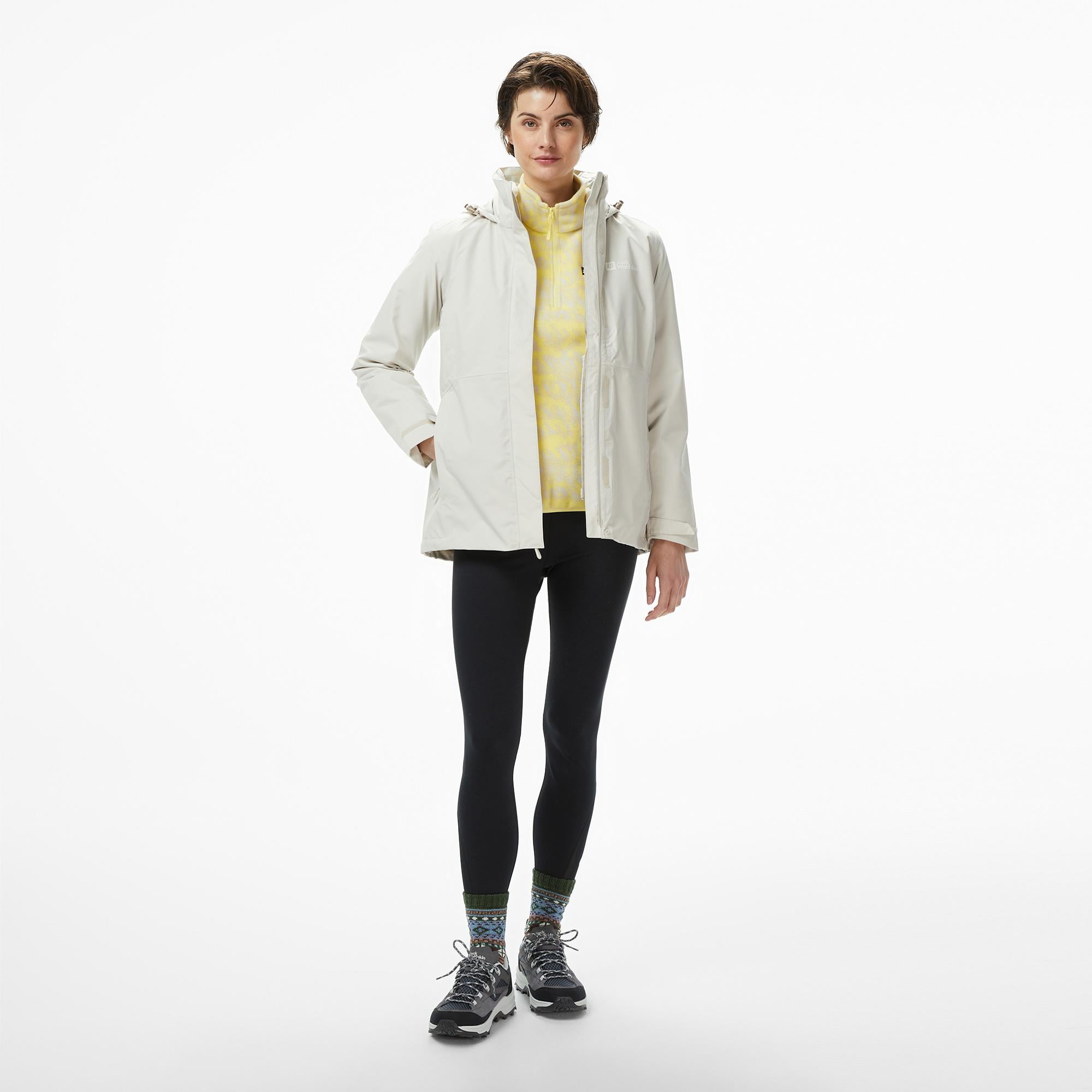 Jack Wolfskin Rotwand 3in1 Kadın Krem Outdoor Ceket