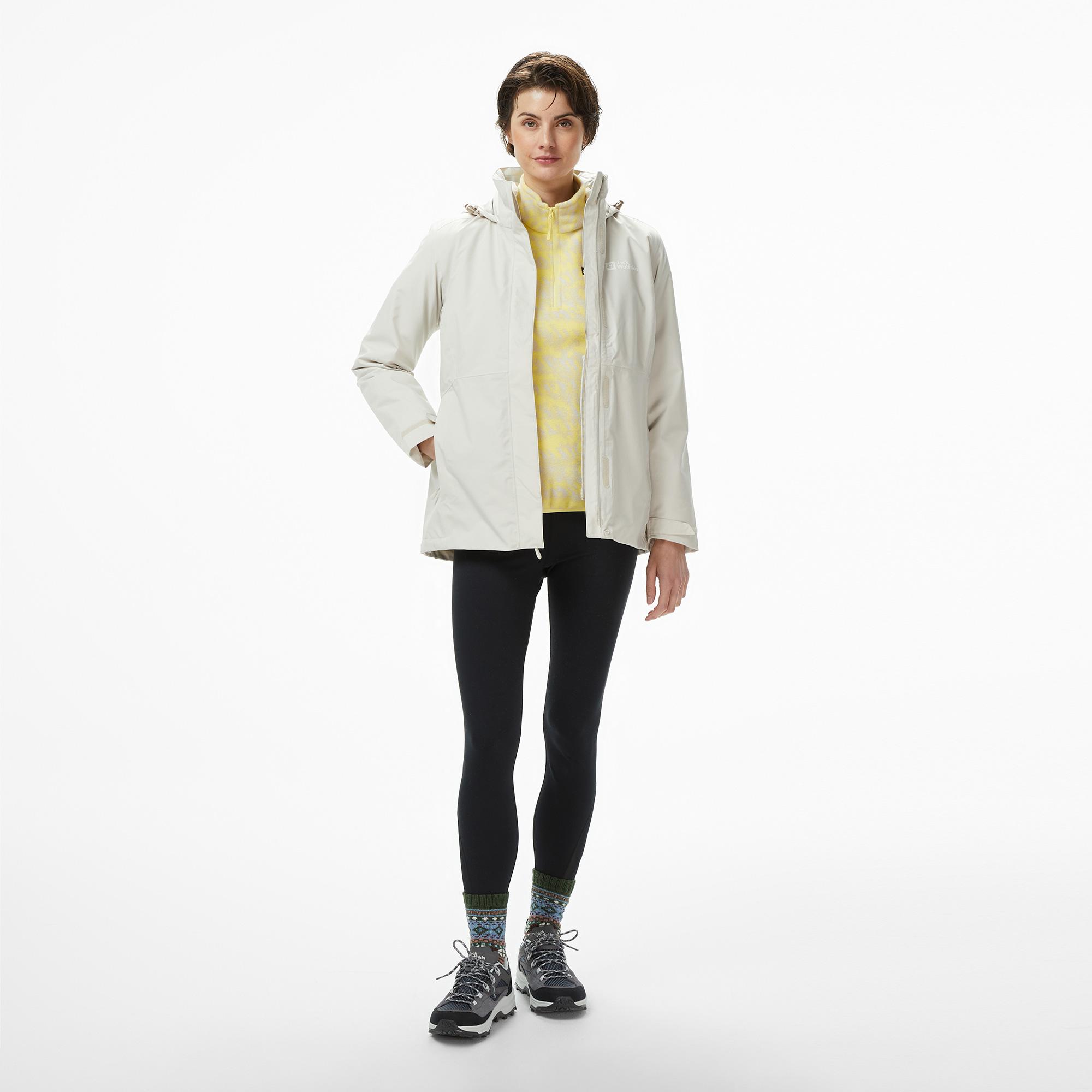 Jack Wolfskin Rotwand 3in1 Kadın Krem Outdoor Ceket