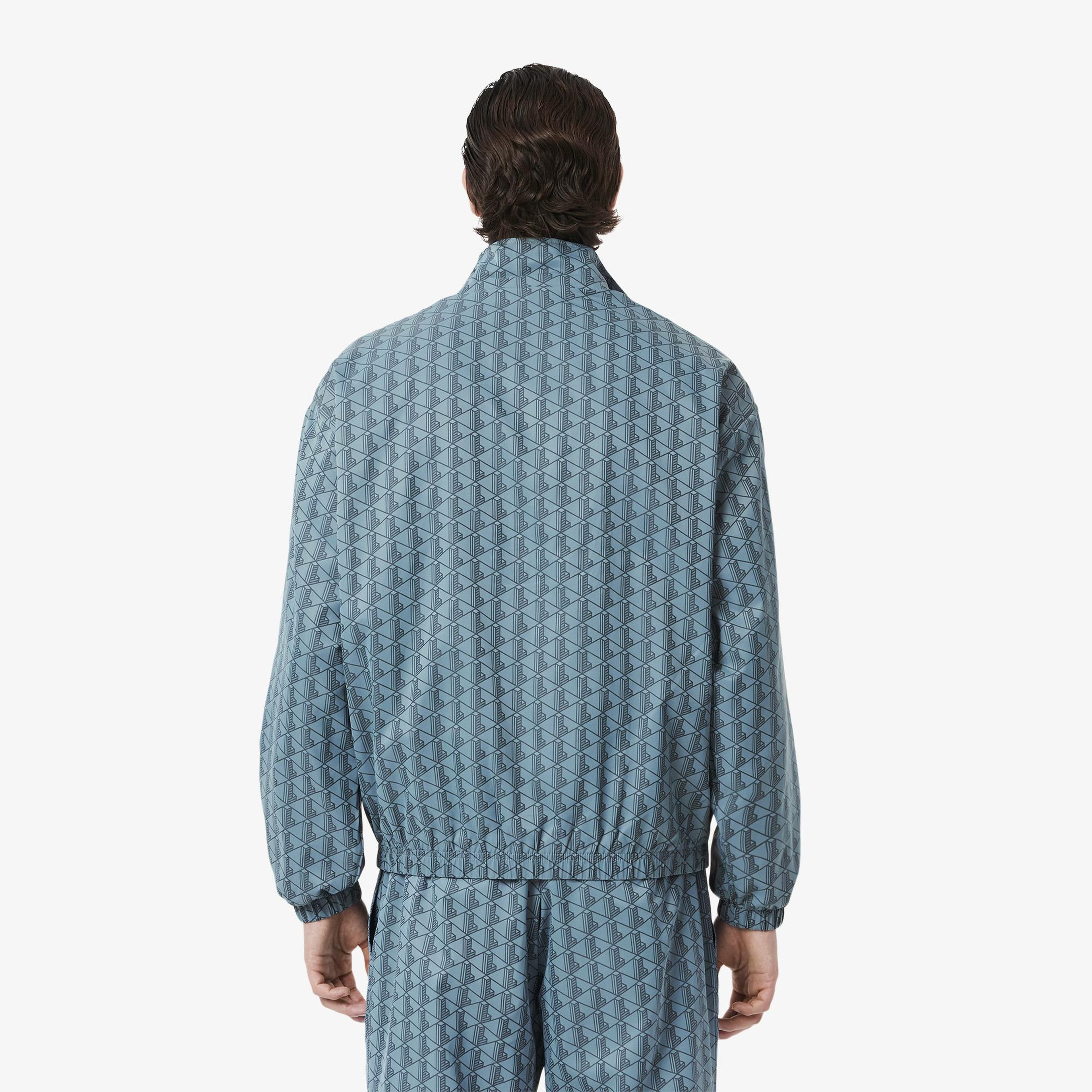 Lacoste Relaxed Fit Monogram Erkek Mavi Ceket