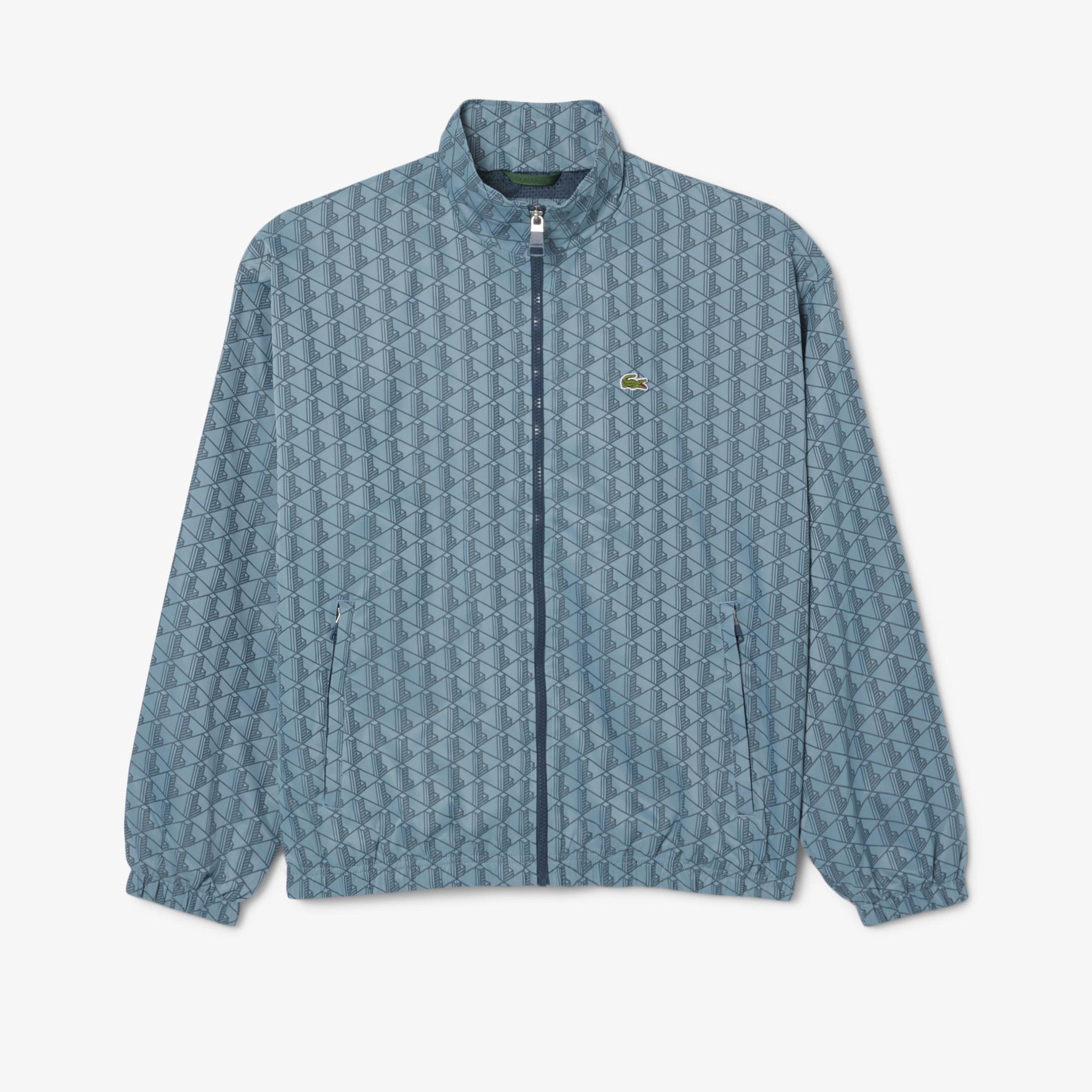 Lacoste Relaxed Fit Monogram Erkek Mavi Ceket