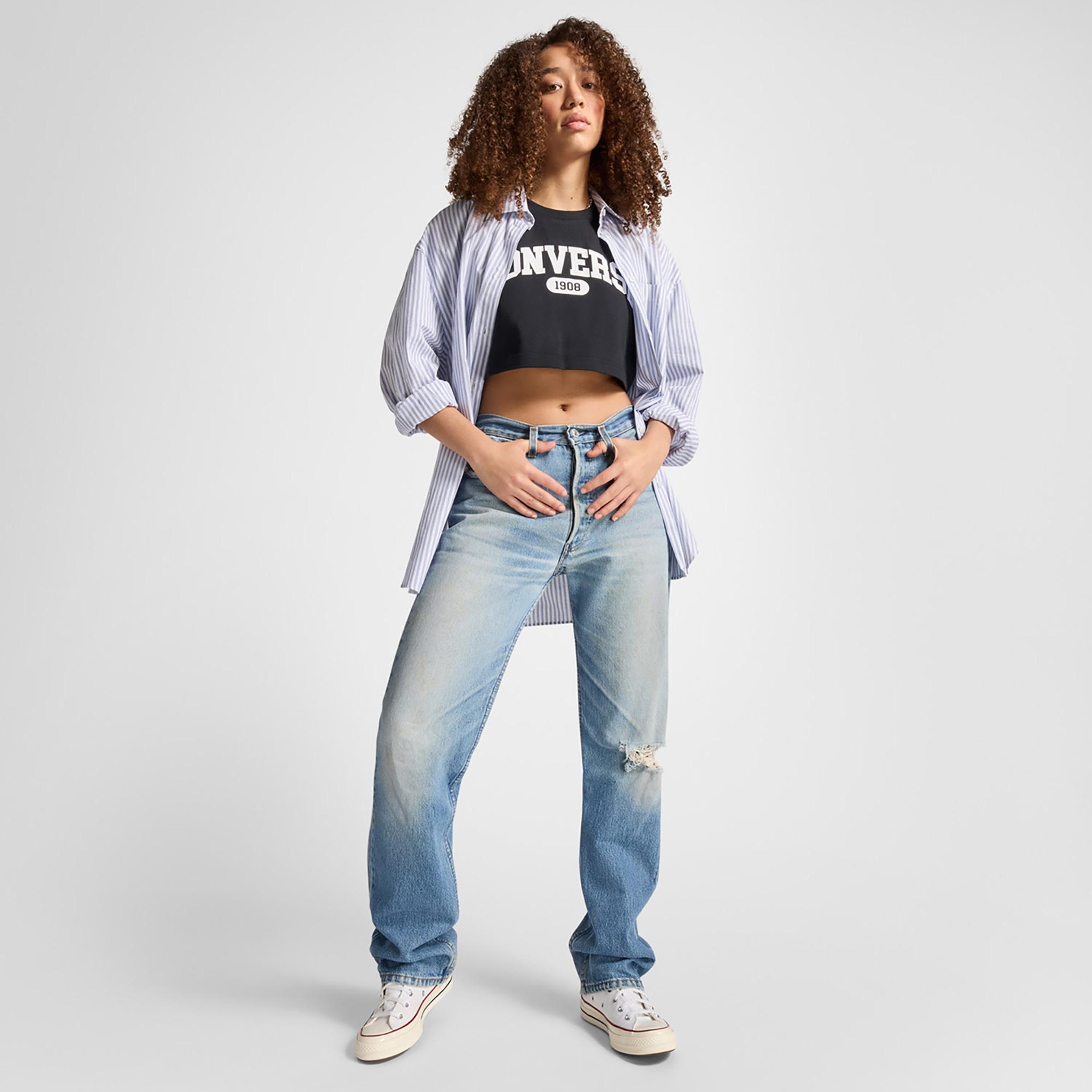 Converse Sporty Cropped Kadın Siyah T-Shirt