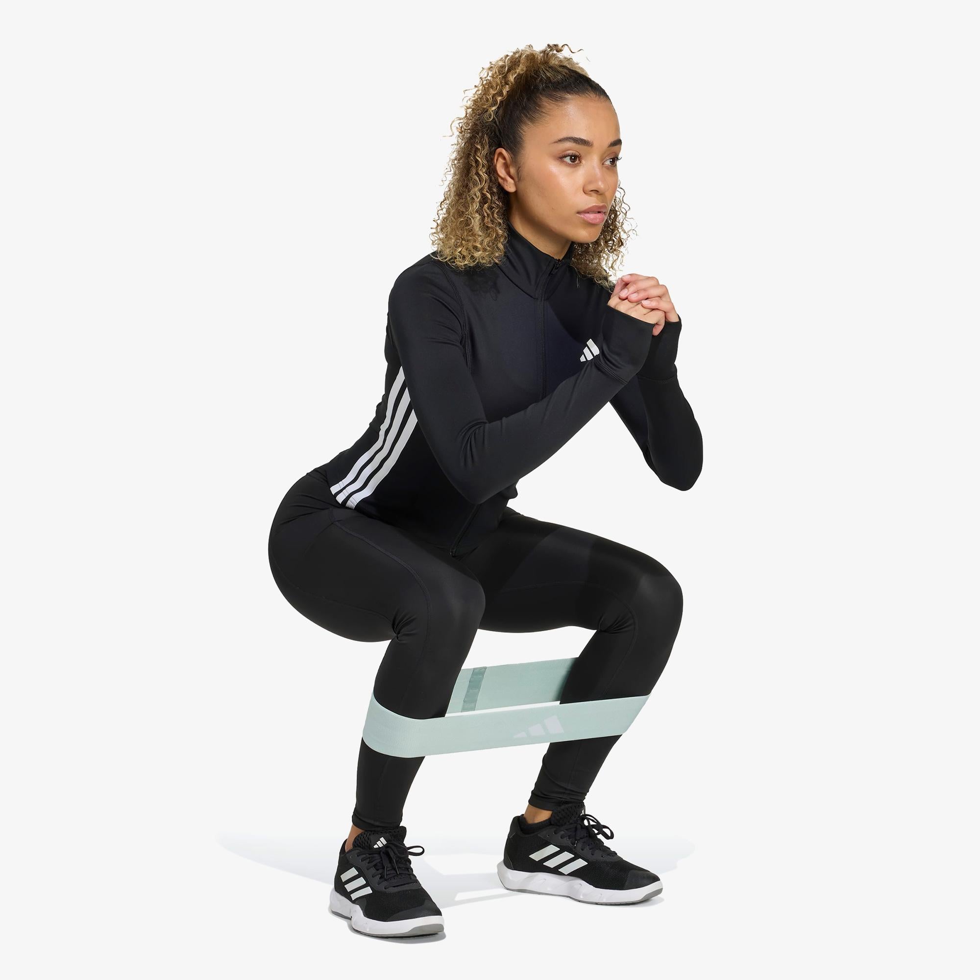adidas Workout Essentials 3 Bantlı Kadın Siyah Antrenman Eşofman Üstü
