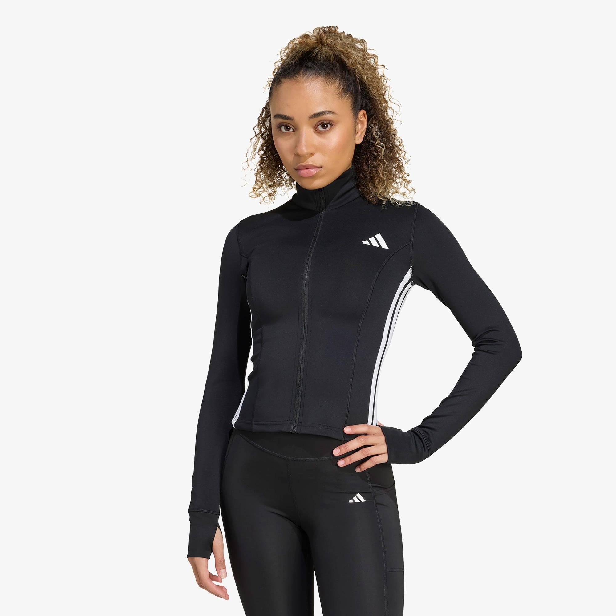 adidas Workout Essentials 3 Bantlı Kadın Siyah Antrenman Eşofman Üstü