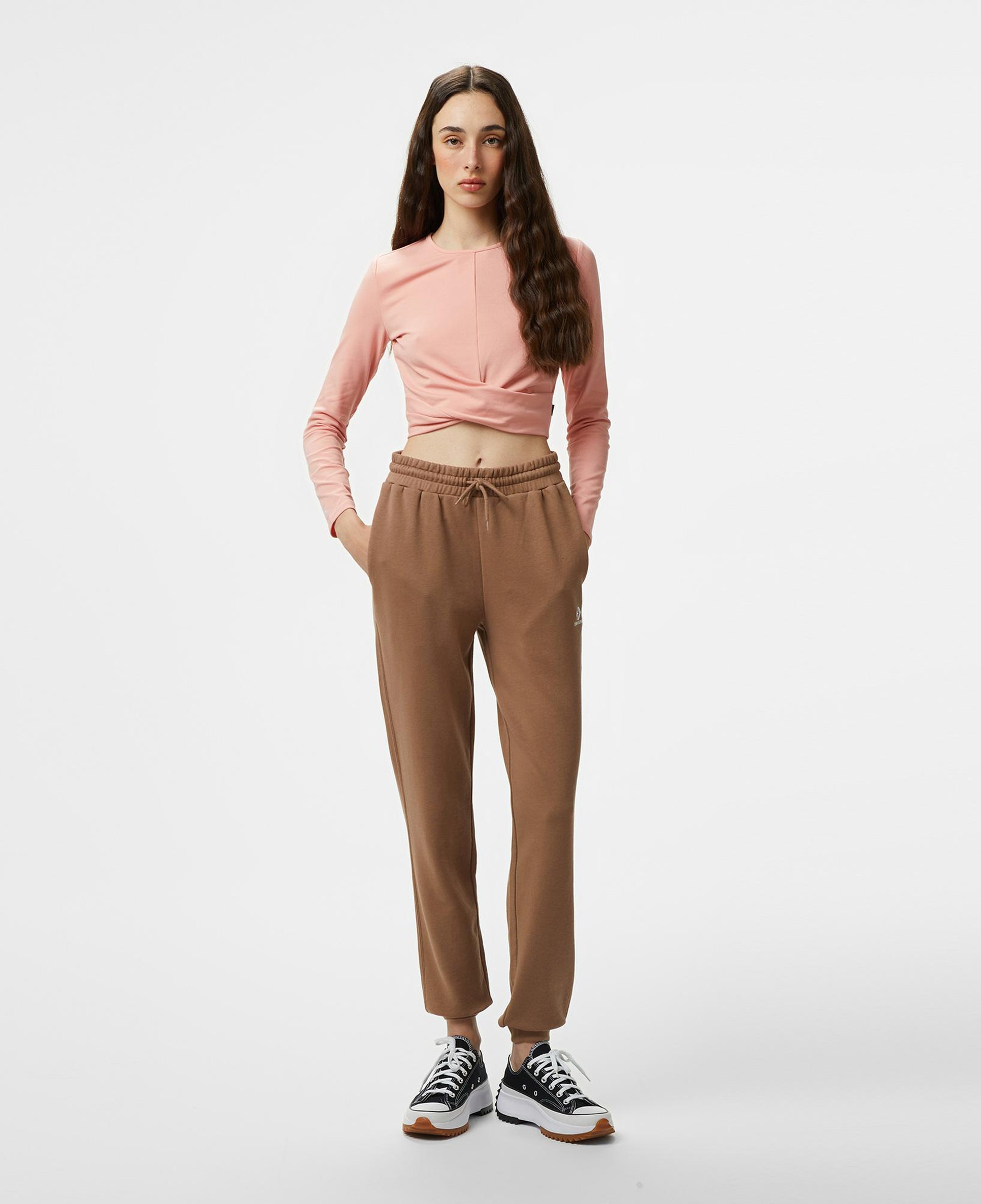 Converse Twist Front Kadın Uzun Kollu Pembe T-Shirt