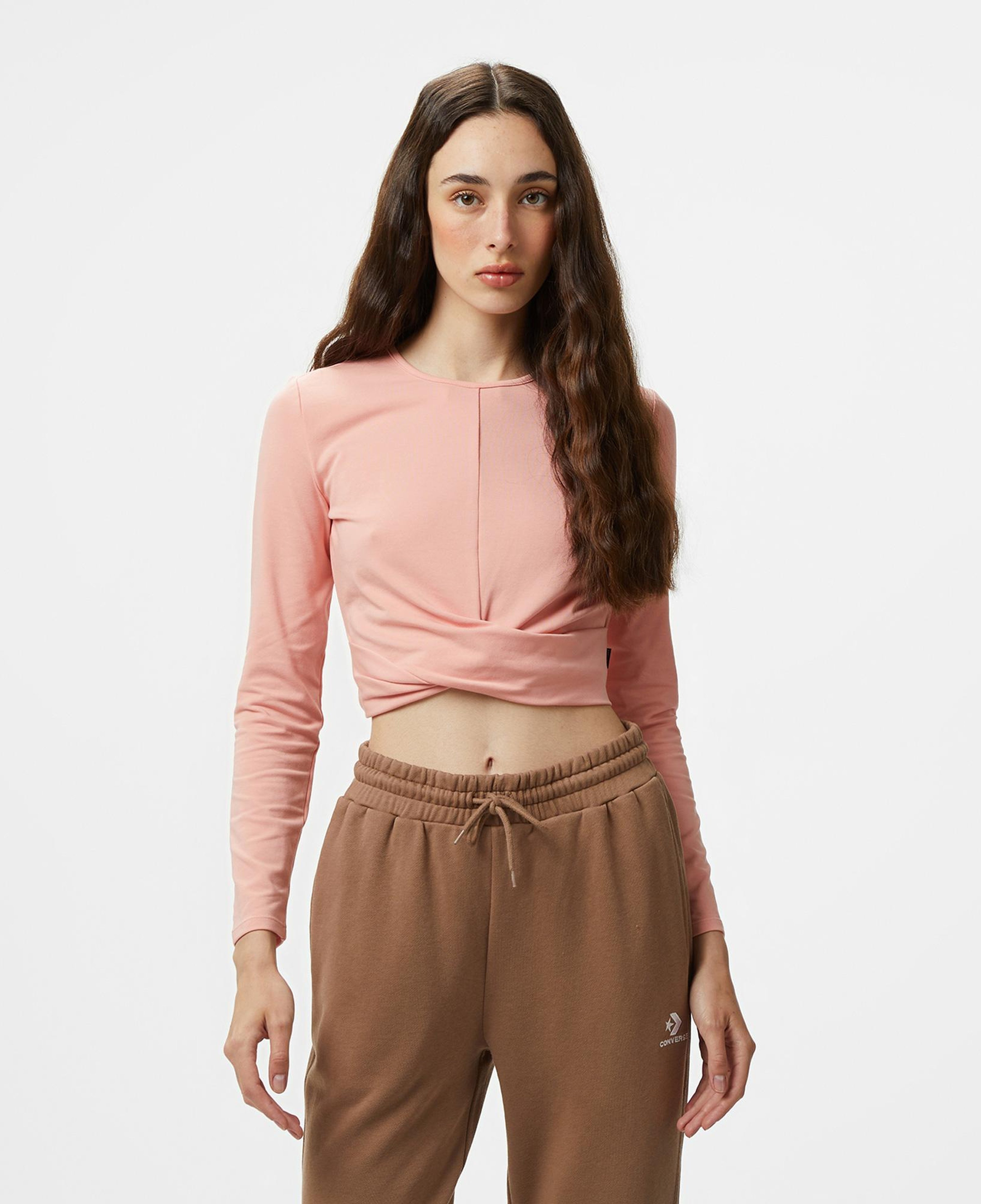 Converse Twist Front Kadın Uzun Kollu Pembe T-Shirt