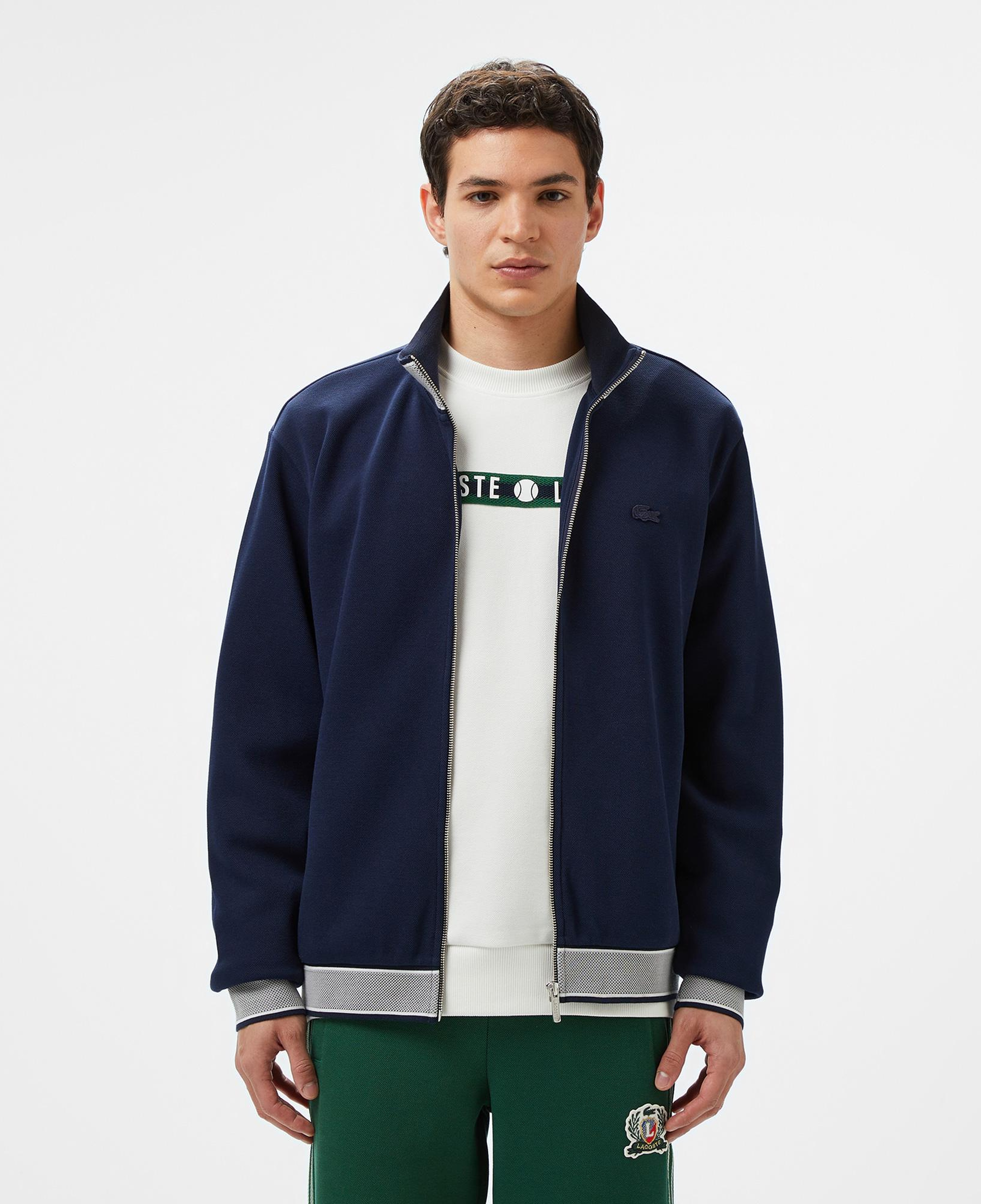 Lacoste Erkek Regular Fit Renk Bloklu Fermuarlı Lacivert Sweatshirt