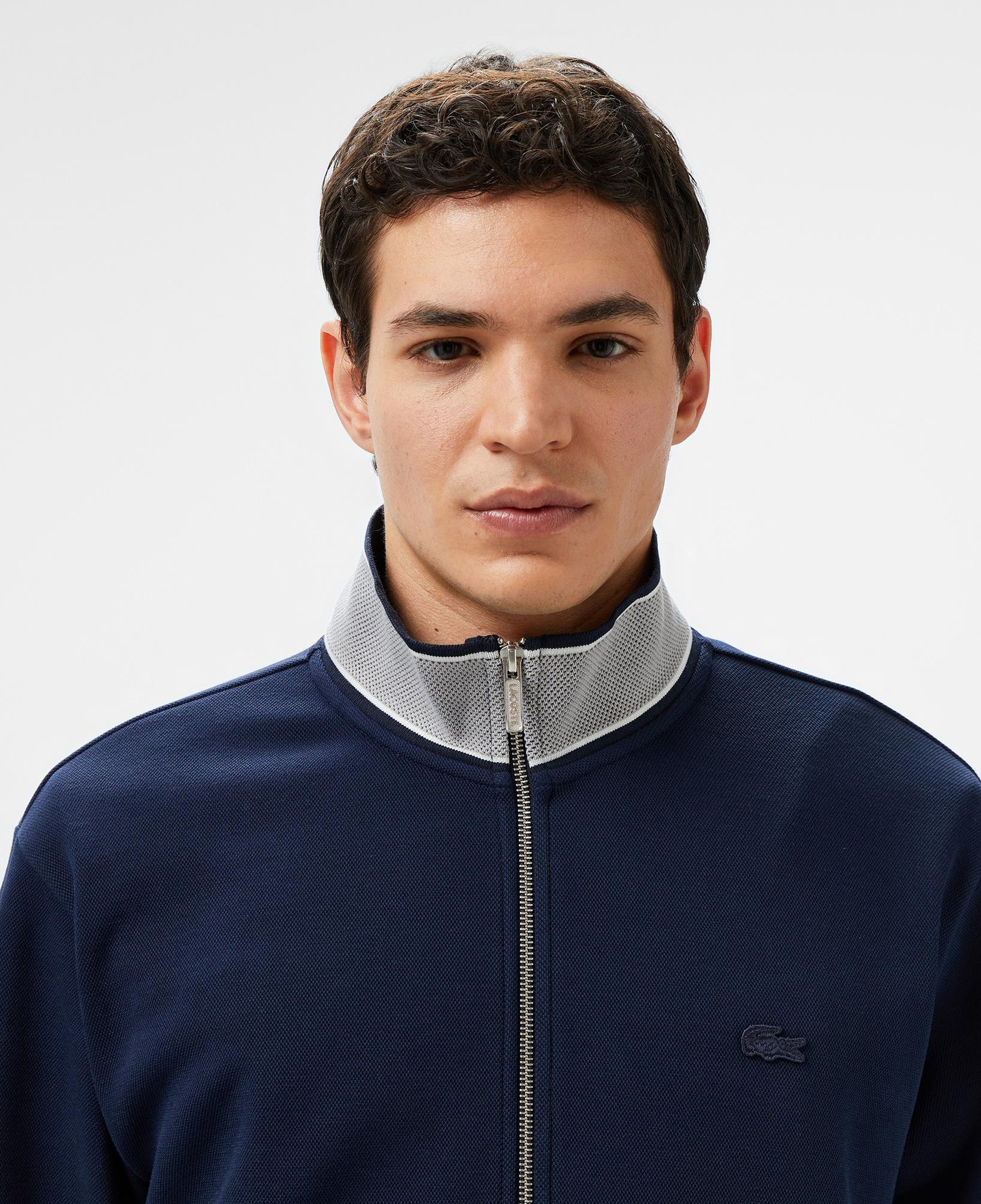 Lacoste Erkek Regular Fit Renk Bloklu Fermuarlı Lacivert Sweatshirt