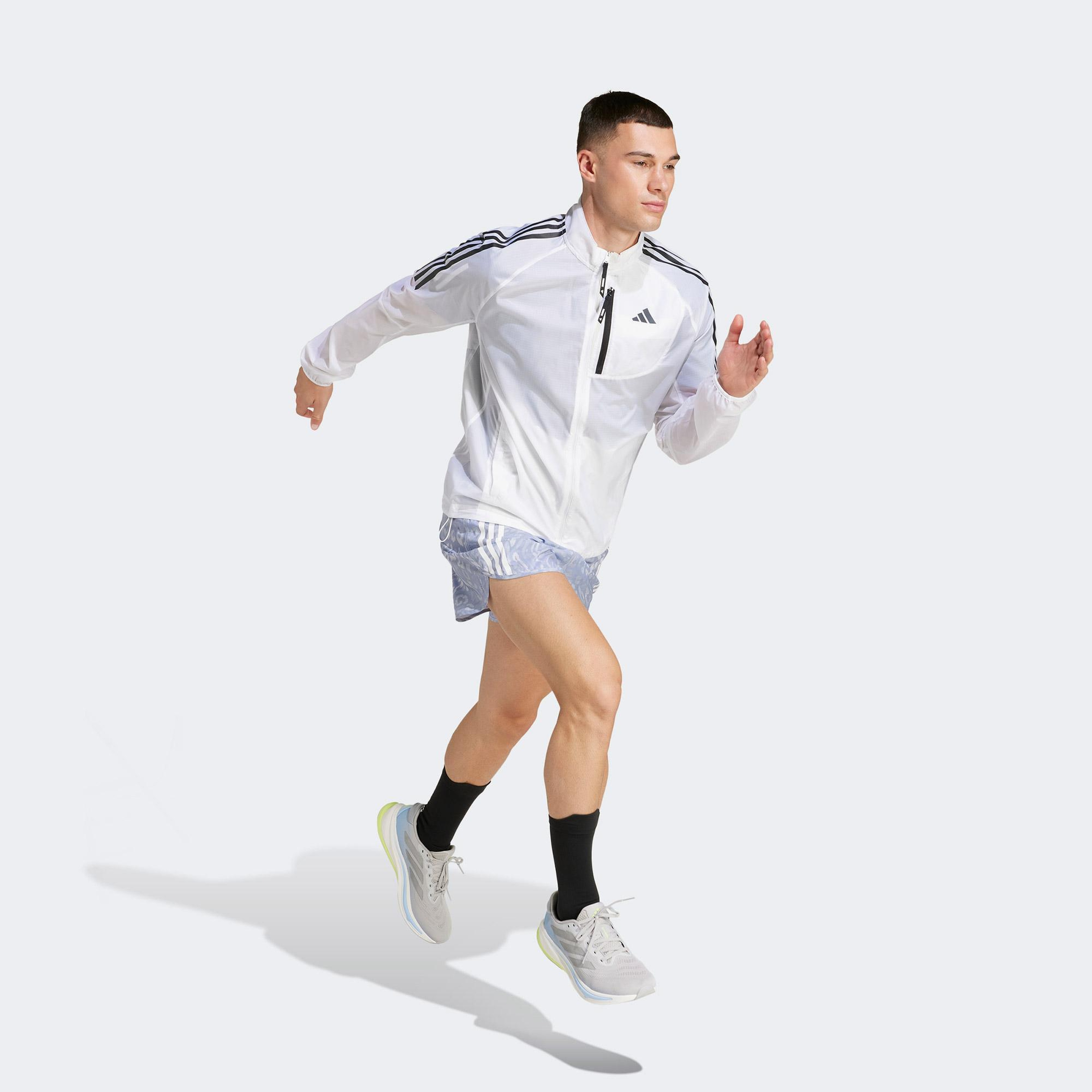 adidas Own The Run 3 Stripes Packable Erkek Beyaz Ceket