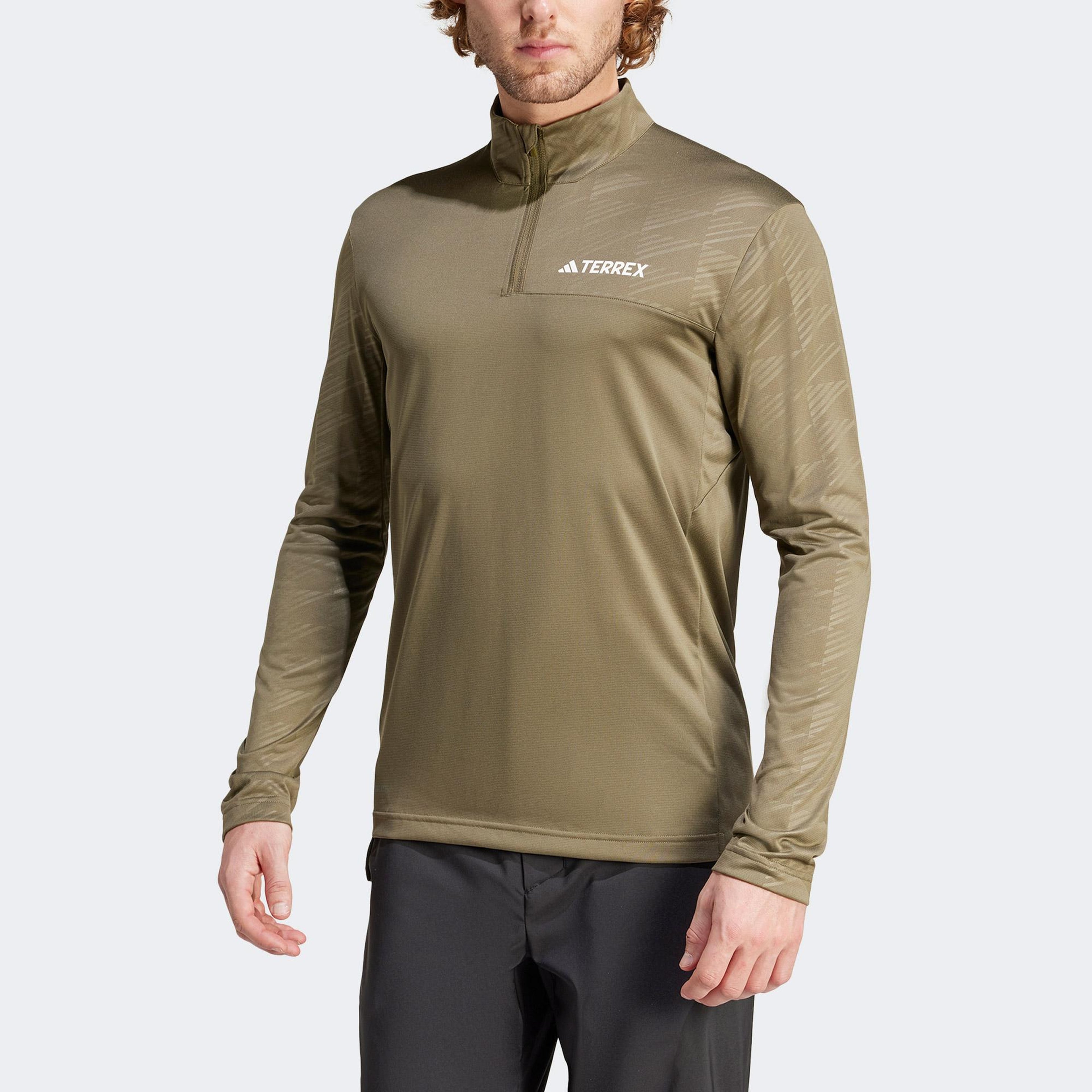 adidas Terrex Multi Half Zip Erkek Yeşil Günlük Sweatshirt