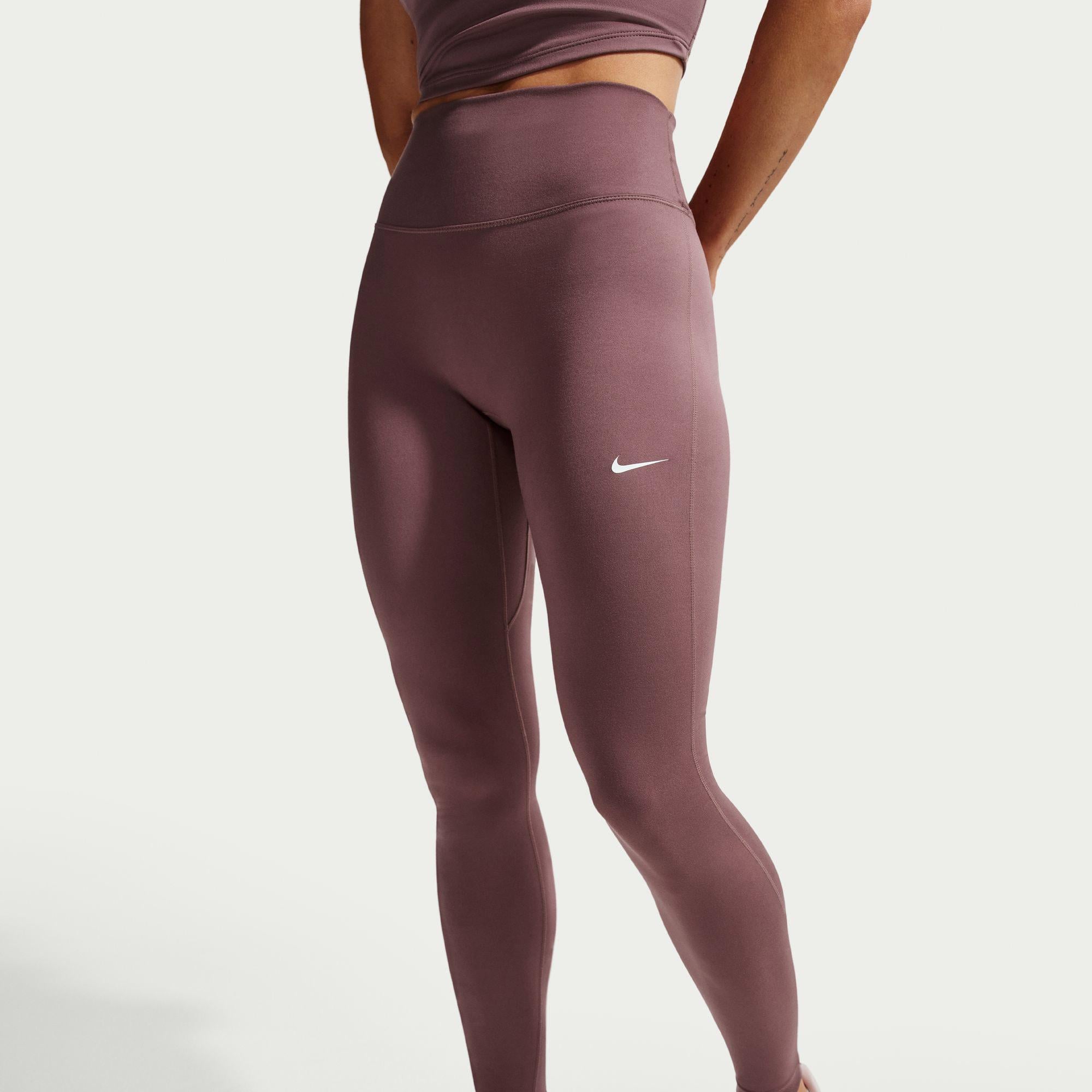 Nike One Seamless Front Yüksek Belli Tam Boy Kadın Mor Tayt