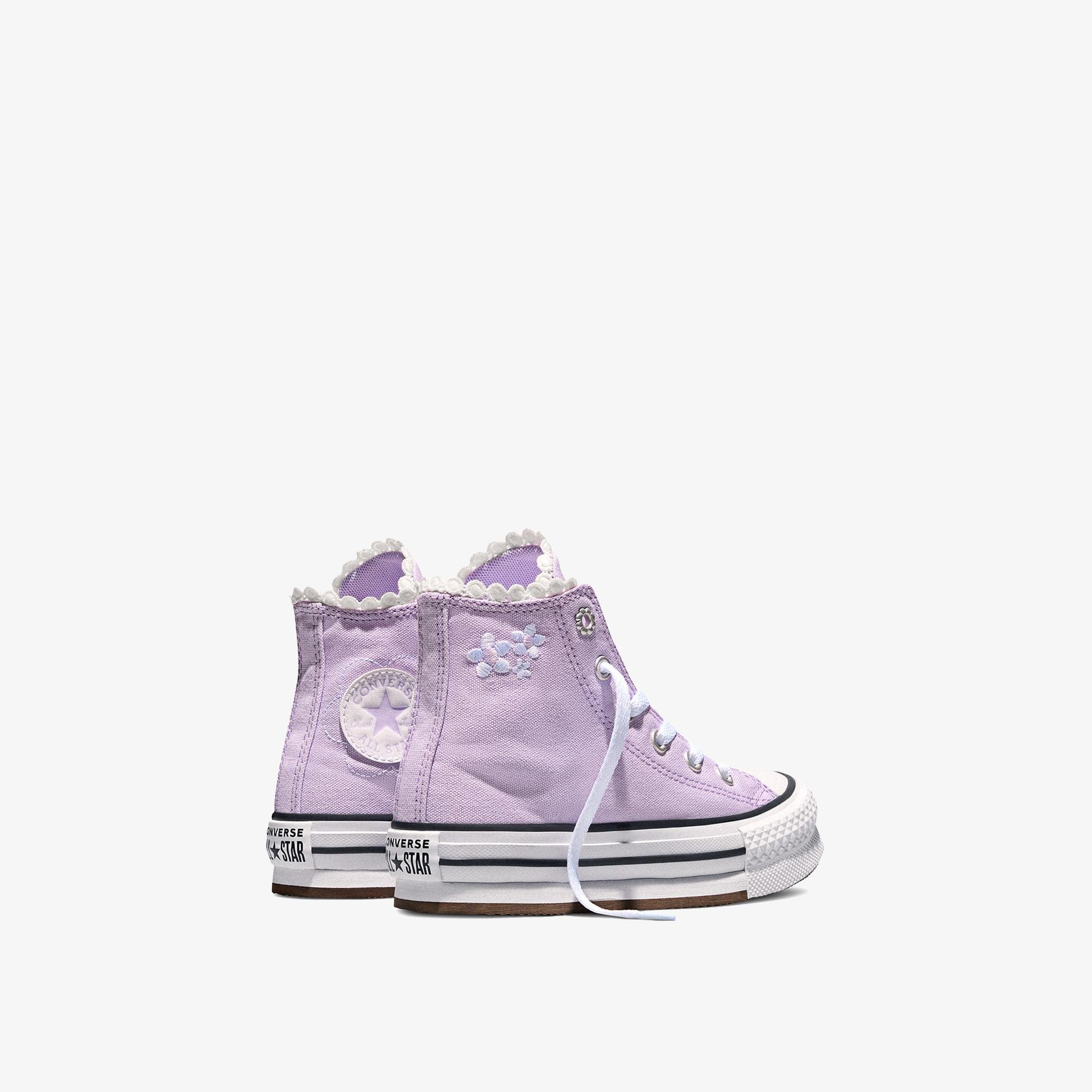 Converse Chuck Taylor All Star EVA Lift Çocuk Çiçek Desenli Lila Sneaker