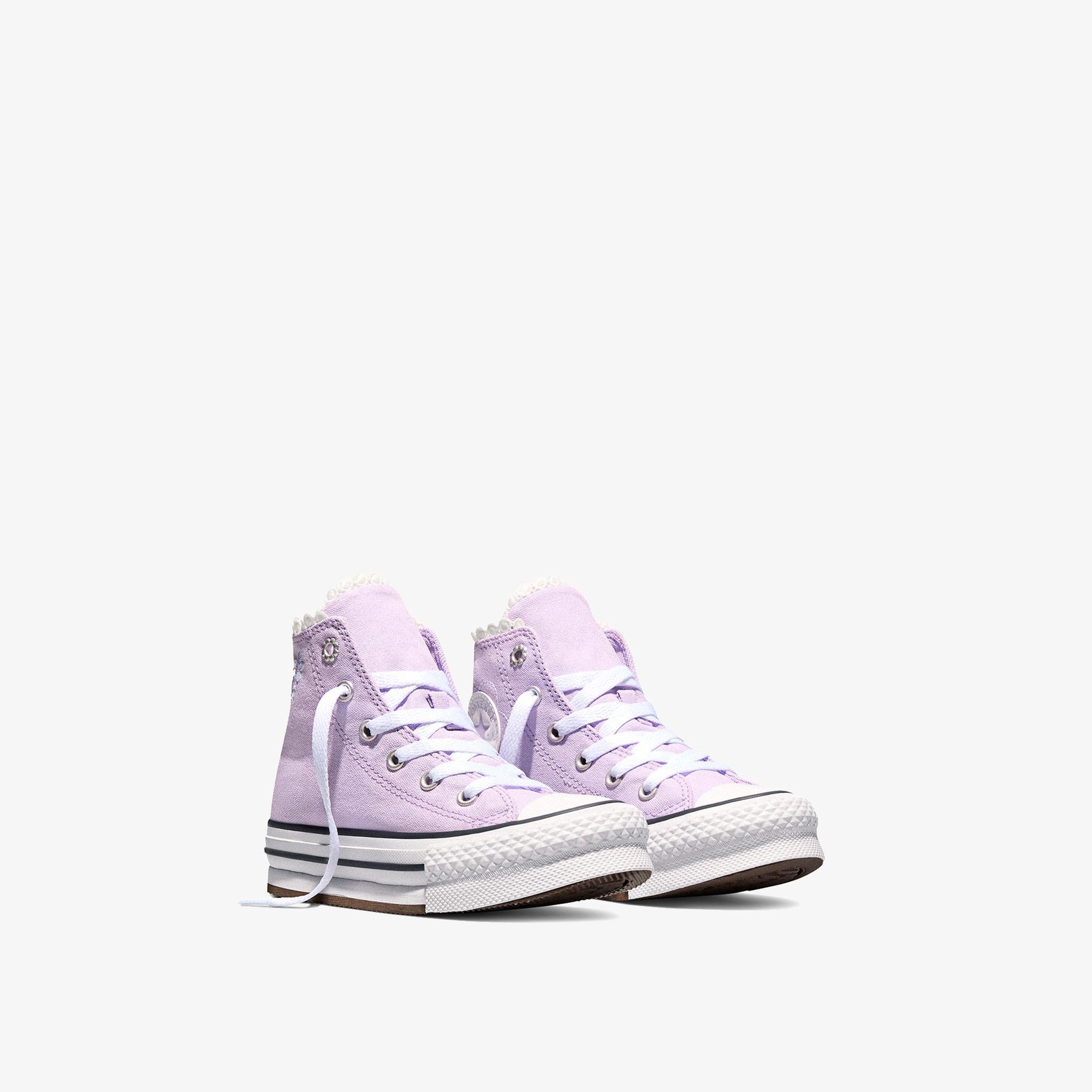 Converse Chuck Taylor All Star EVA Lift Çocuk Çiçek Desenli Lila Sneaker