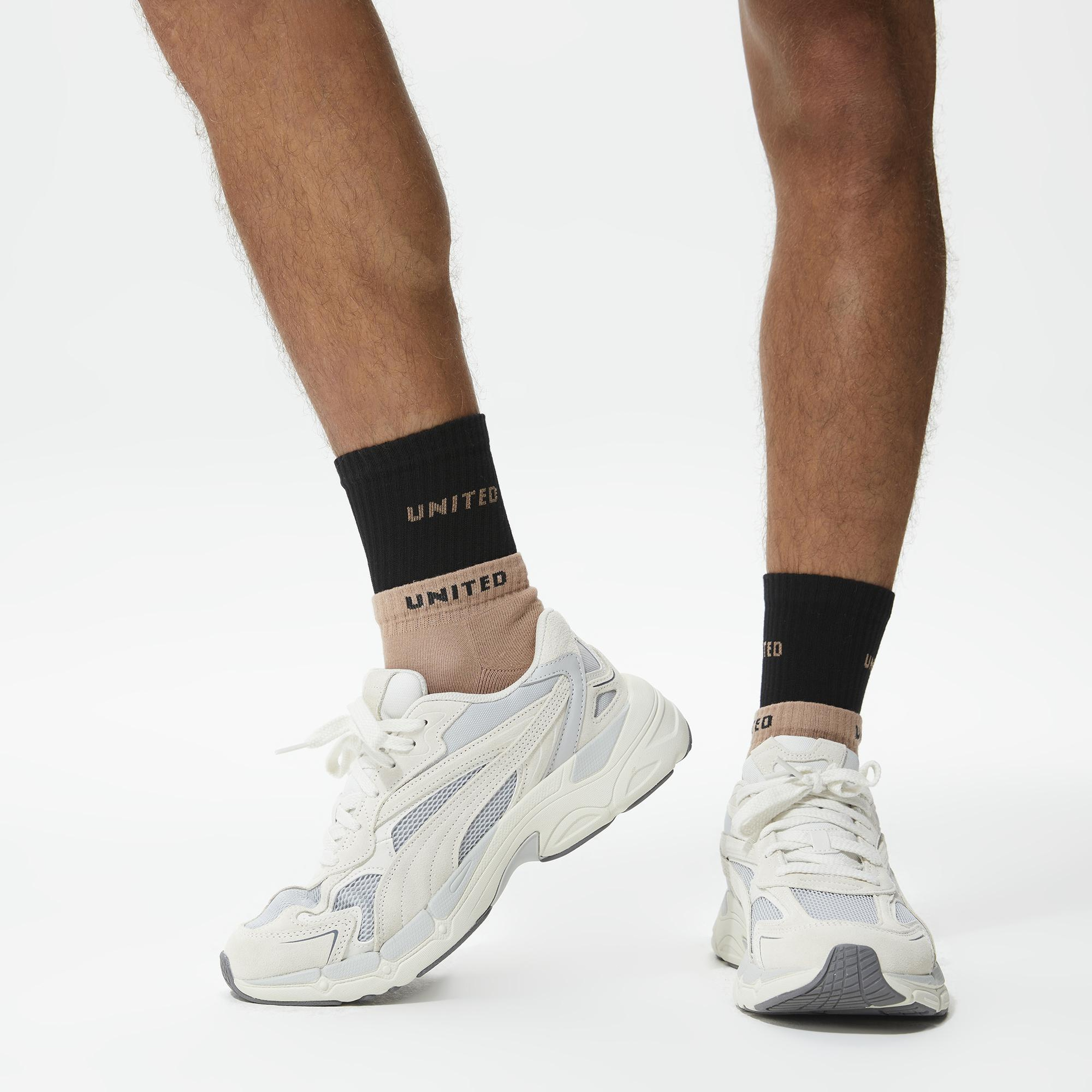 UNITED4 Street Unisex Kahverengi/Siyah  2'li Çorap
