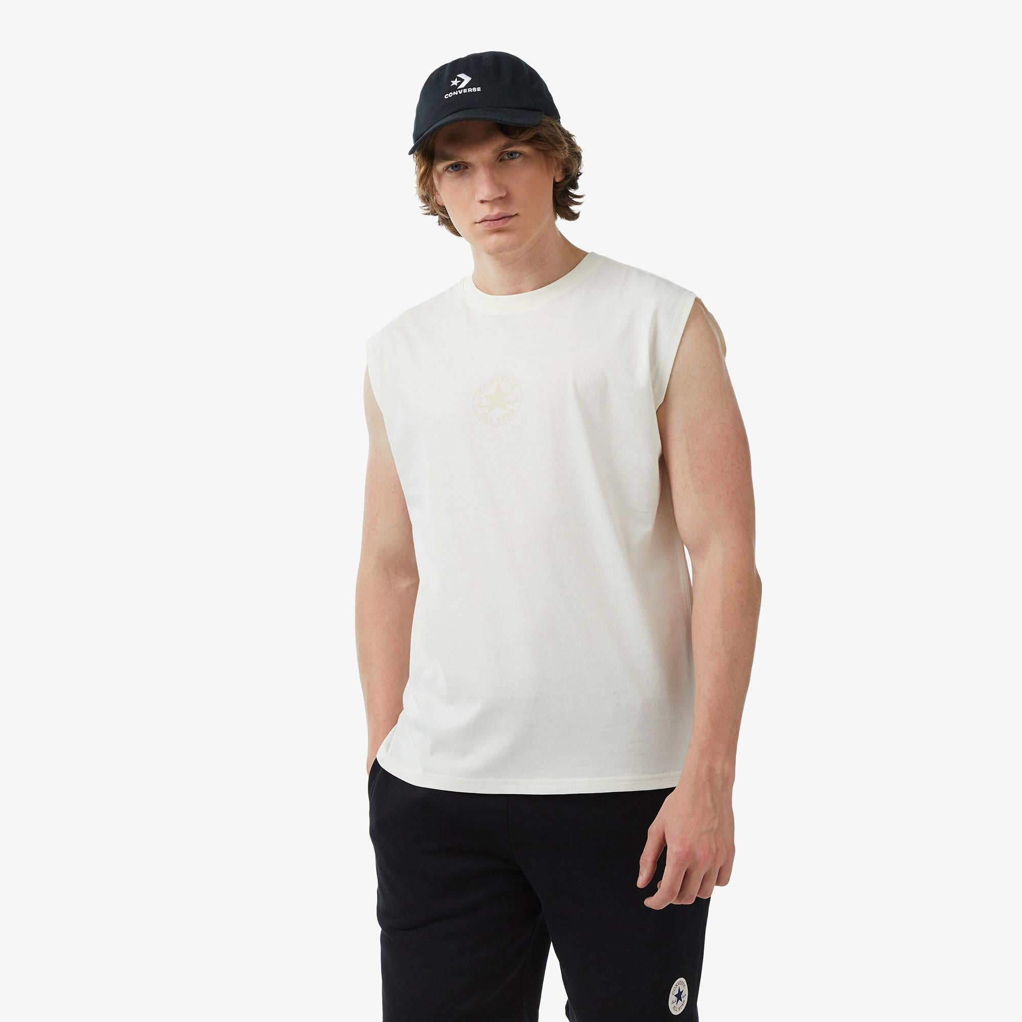 Converse Erkek Beyaz Kolsuz T-Shirt