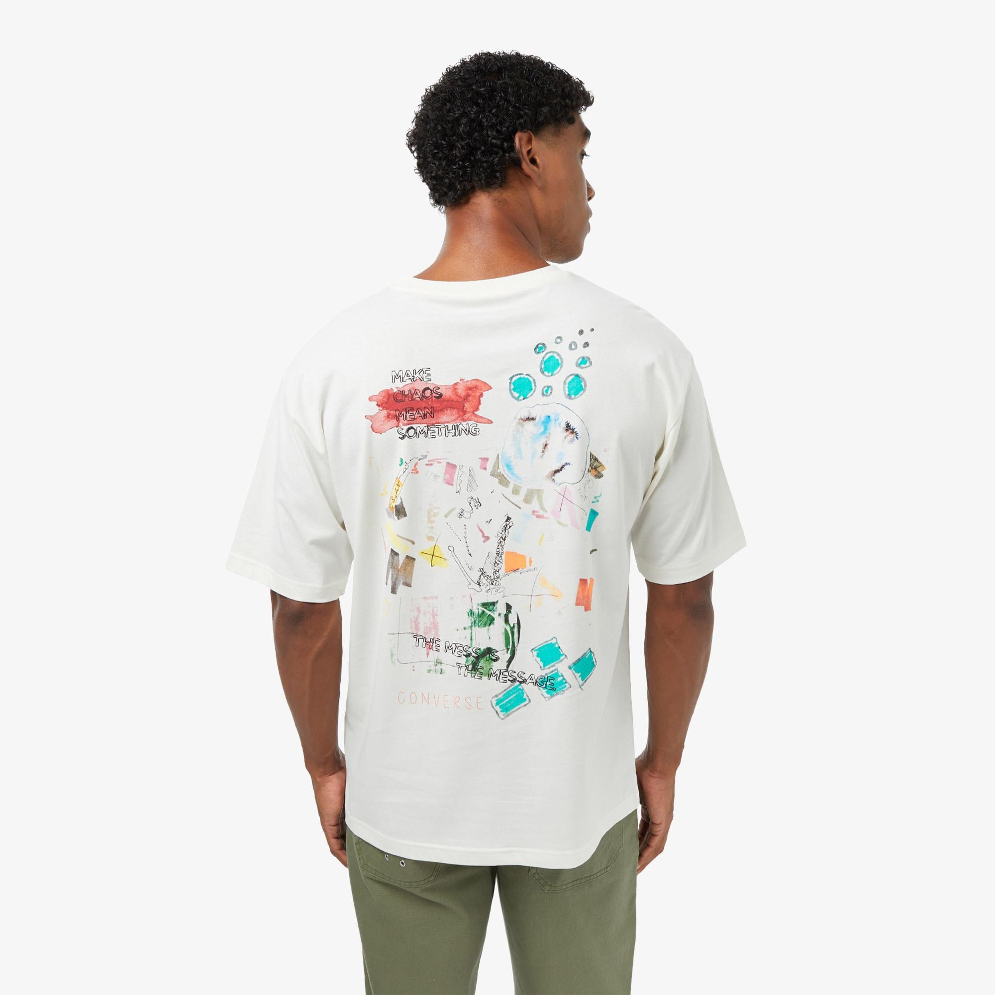Converse Erkek Krem Grafik Baskılı T-Shirt