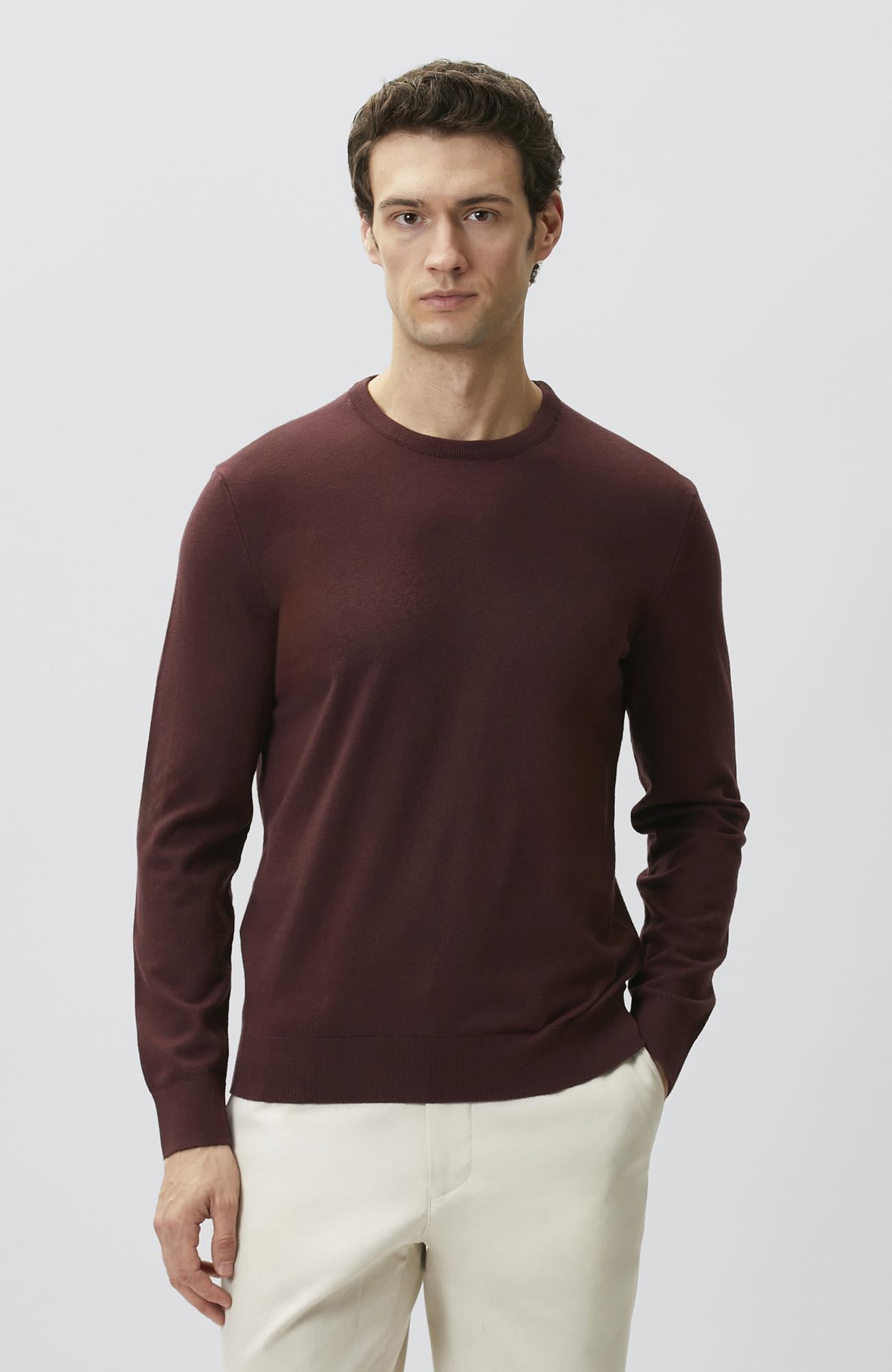 Network Erkek Bordo Basic Triko Kazak