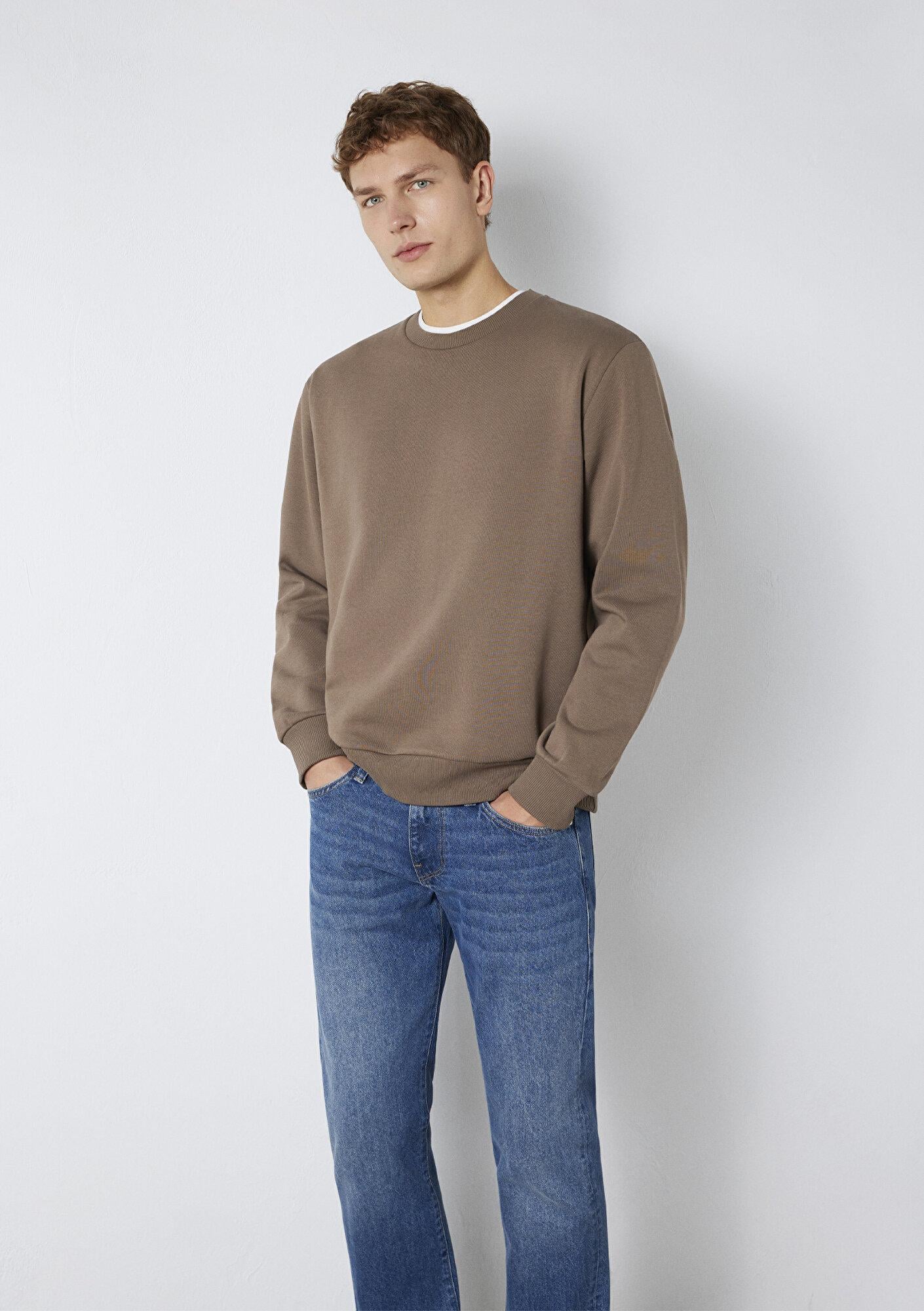 Mavi Bisiklet Yaka Kahverengi Basic Sweatshirt 0S10276-87875