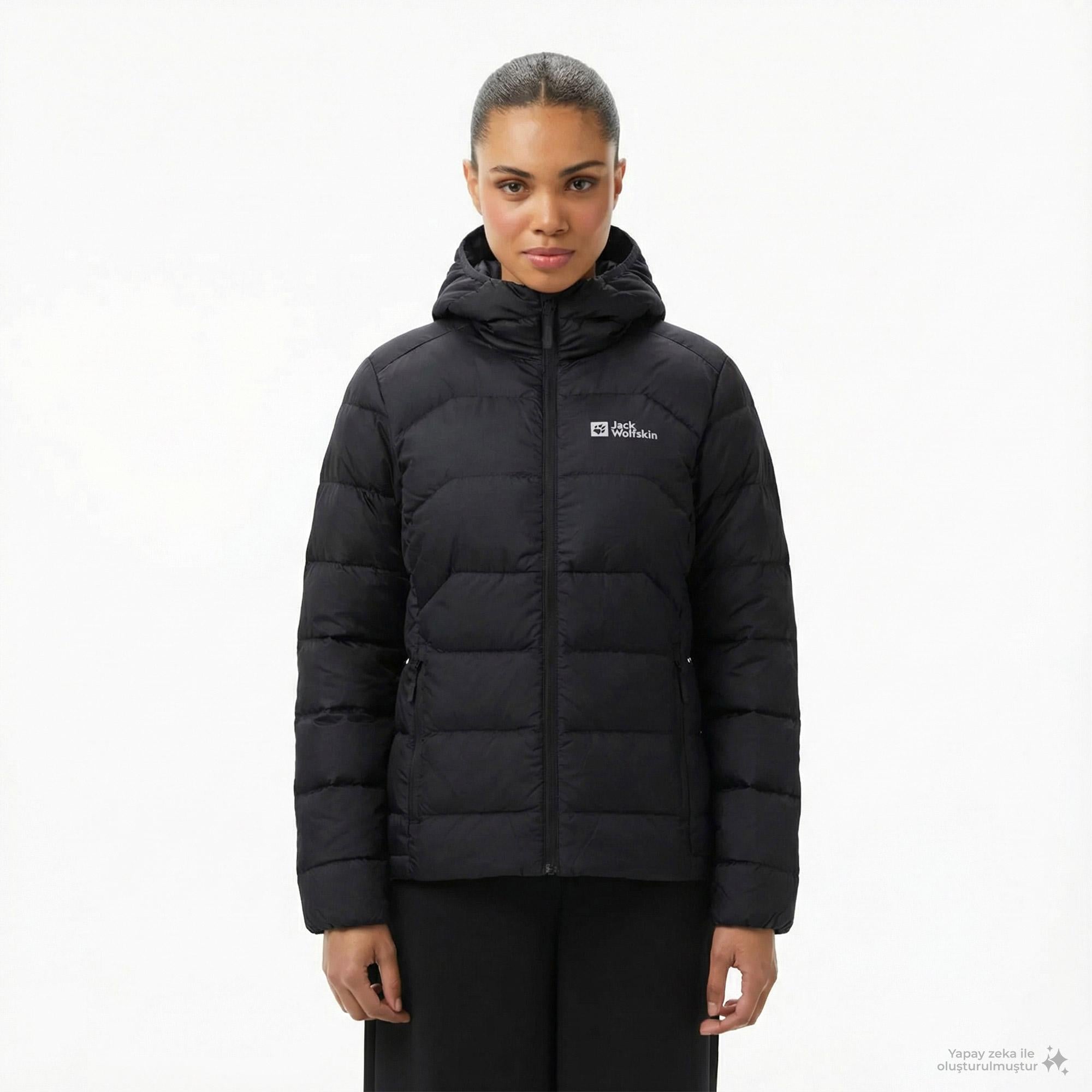 Jack Wolfskin Ather Down Hoody Rds Kadın Siyah Outdoor Sweatshirt