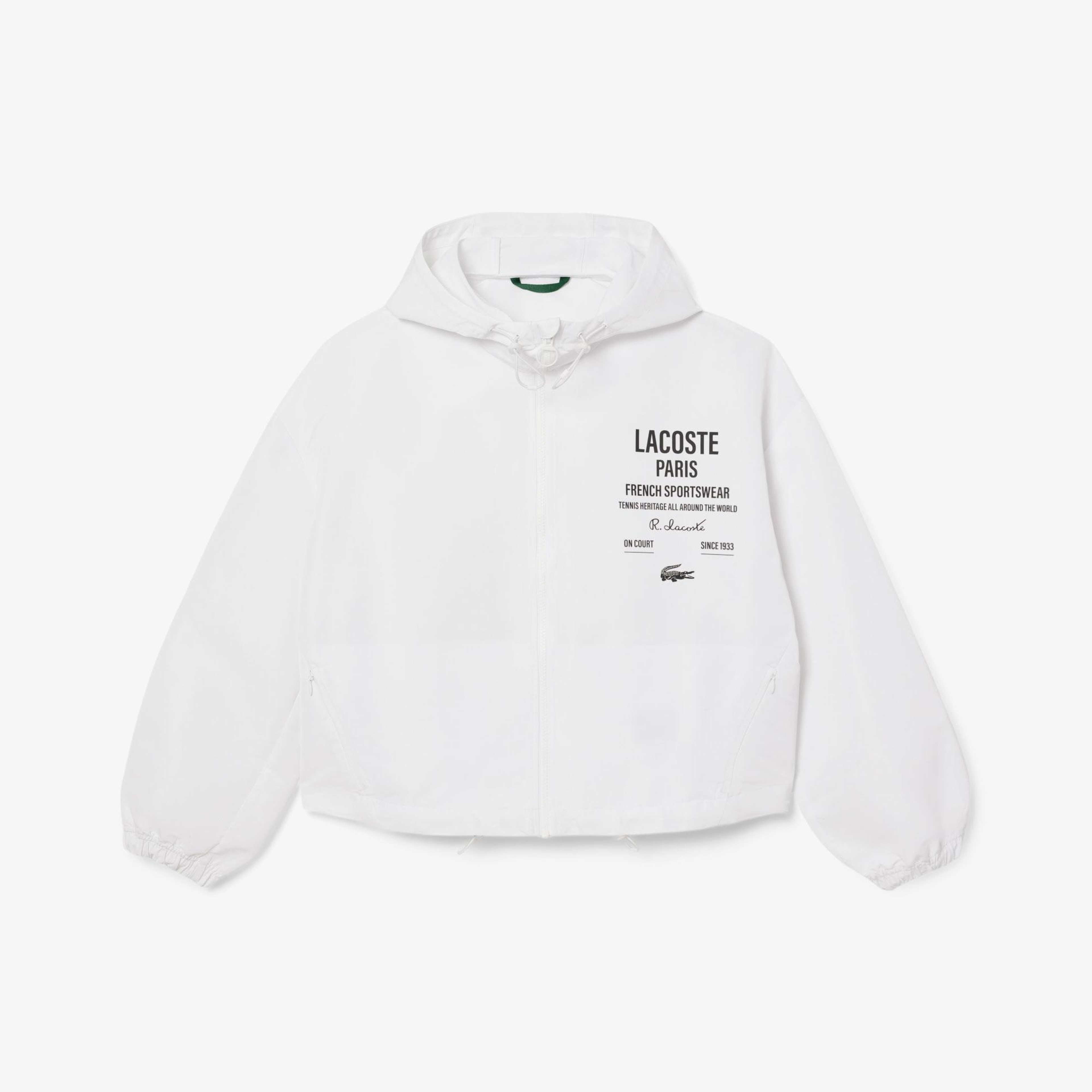 Lacoste Cropped Up Zip Kadın Beyaz Ceket