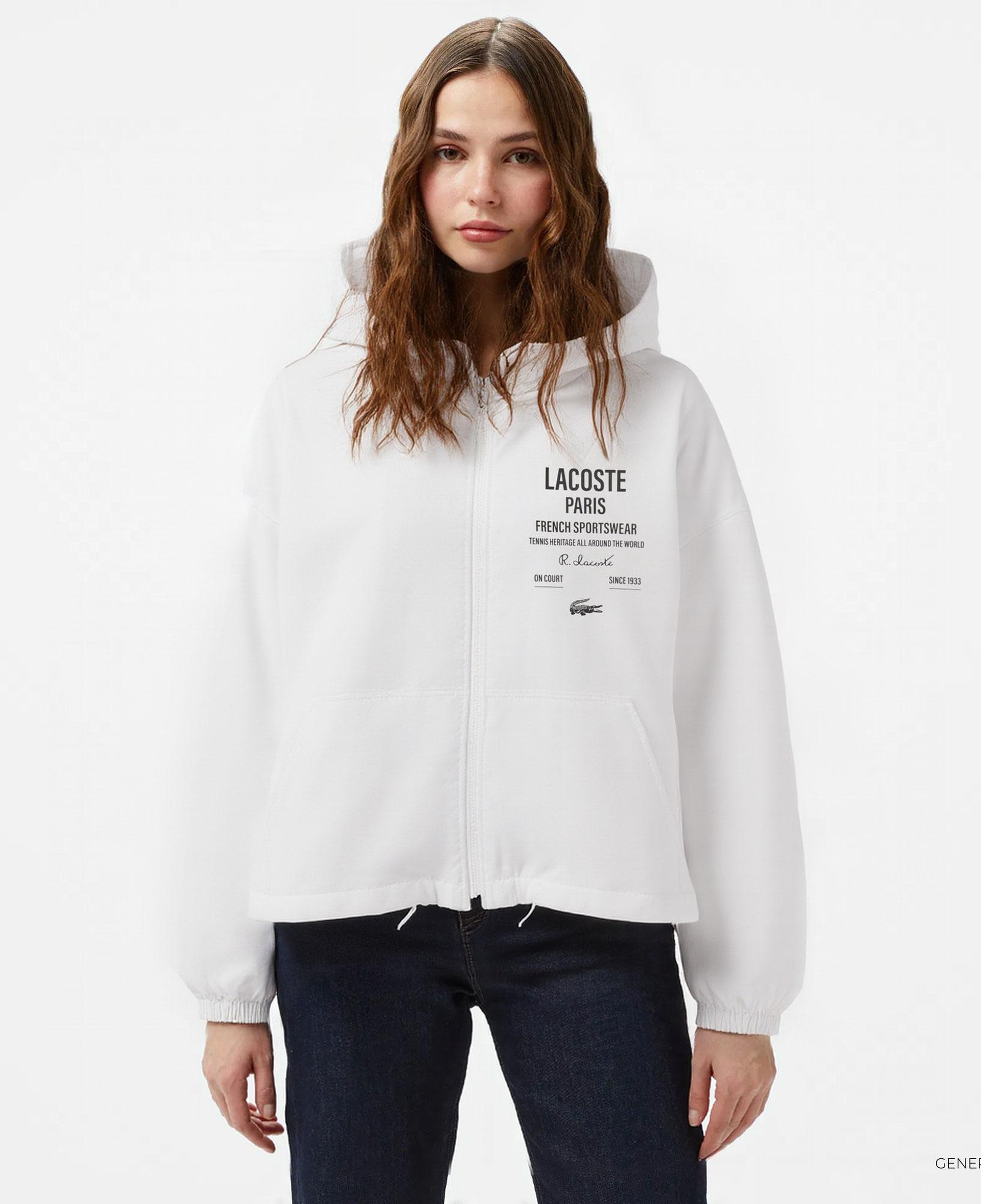 Lacoste Cropped Up Zip Kadın Beyaz Ceket