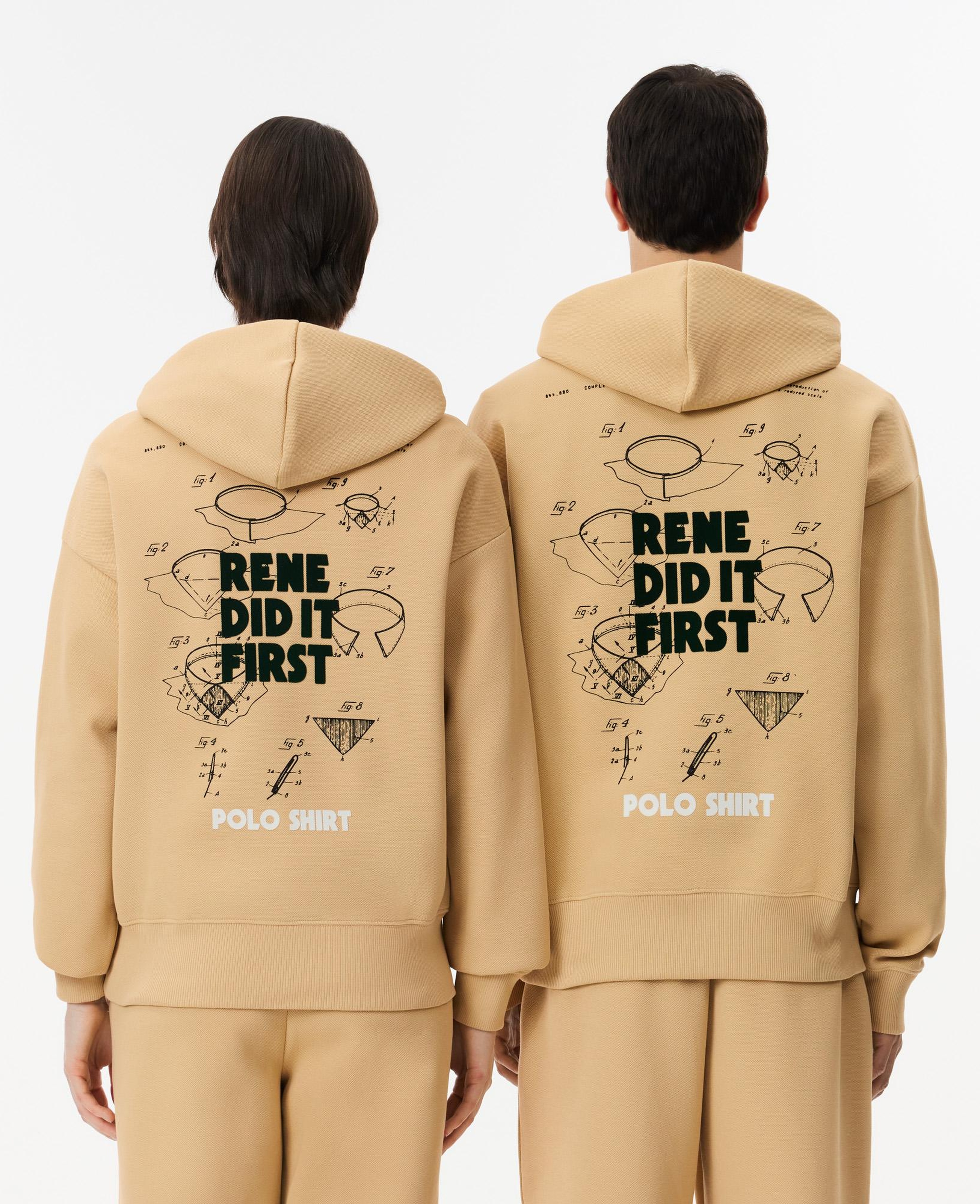 Unisex Relaxed Fit Kapüşonlu Bej Sweatshirt