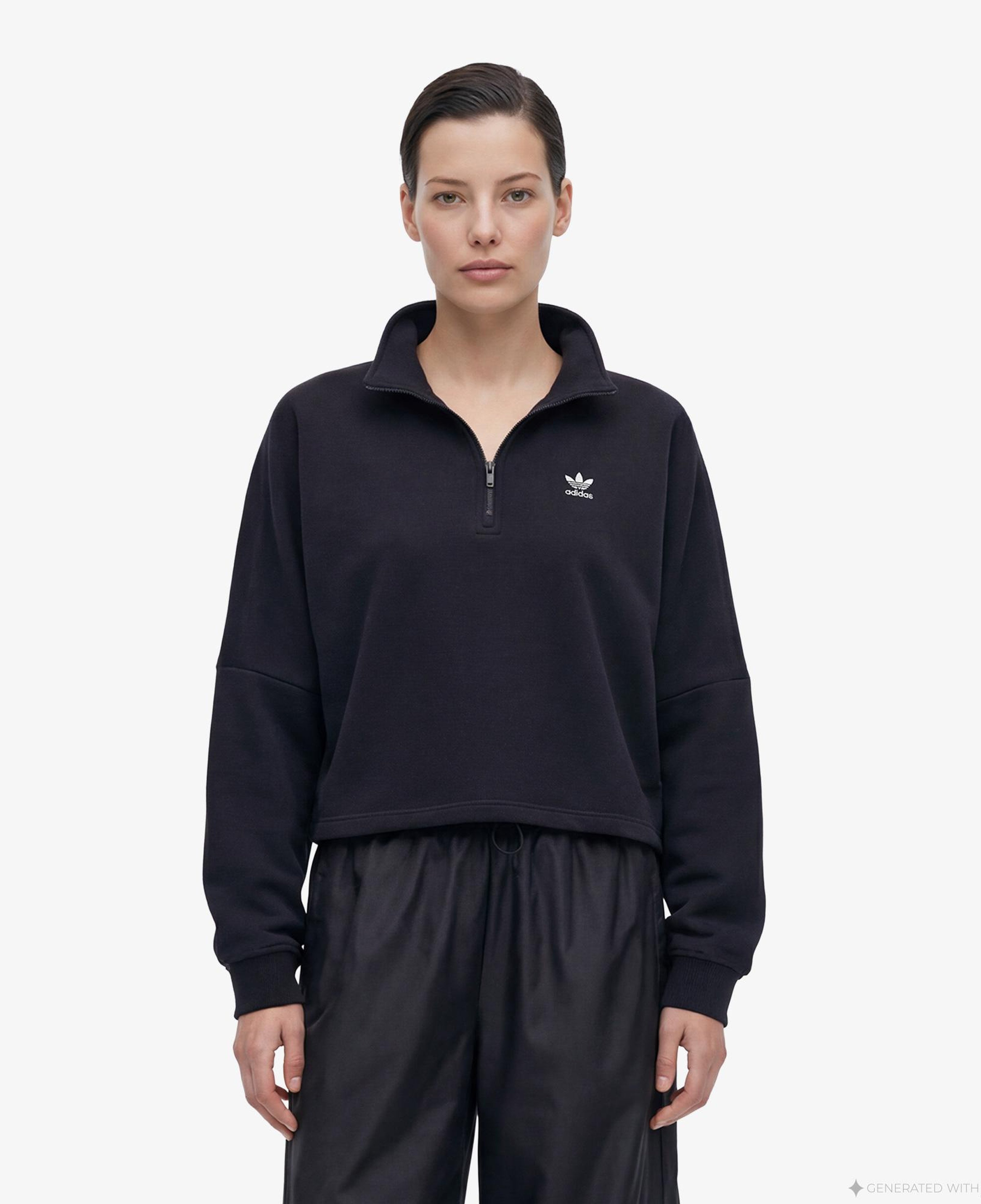 adidas Essentials Fleece 1/2 Zip Kadın Siyah Sweatshirt