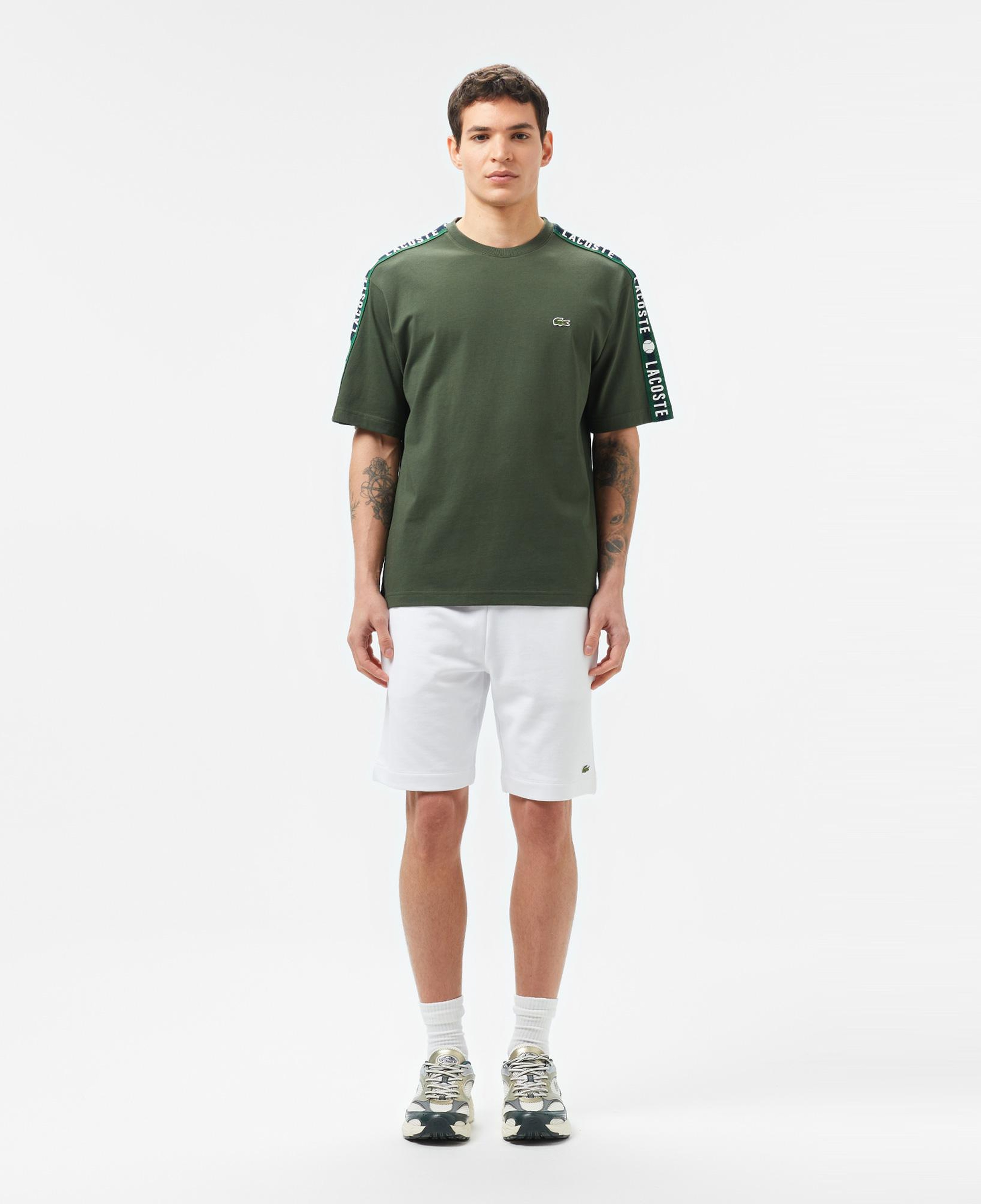 Erkek Relaxed Fit Bisiklet Yaka Baskılı Koyu Yeşil T-Shirt