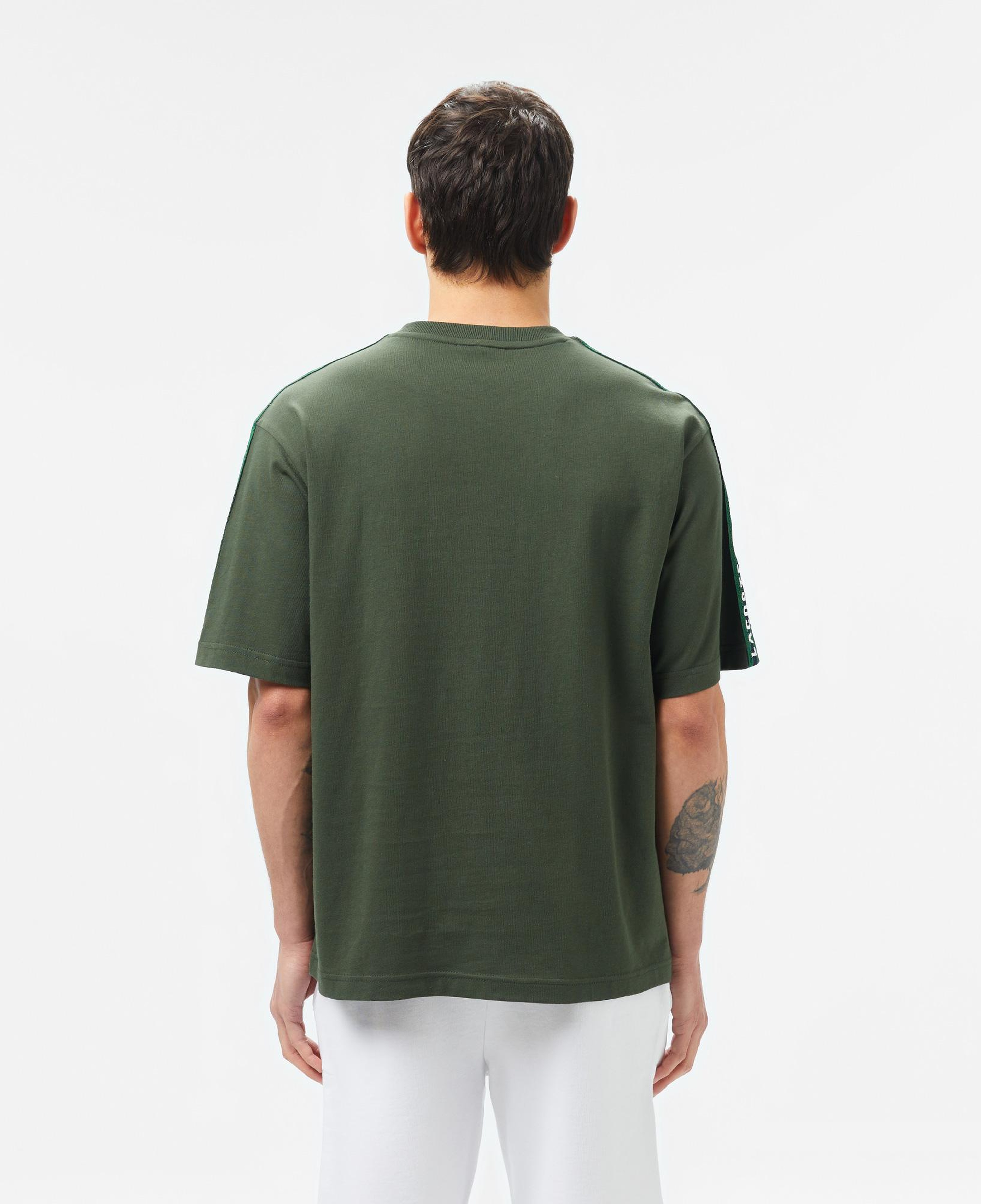 Erkek Relaxed Fit Bisiklet Yaka Baskılı Koyu Yeşil T-Shirt