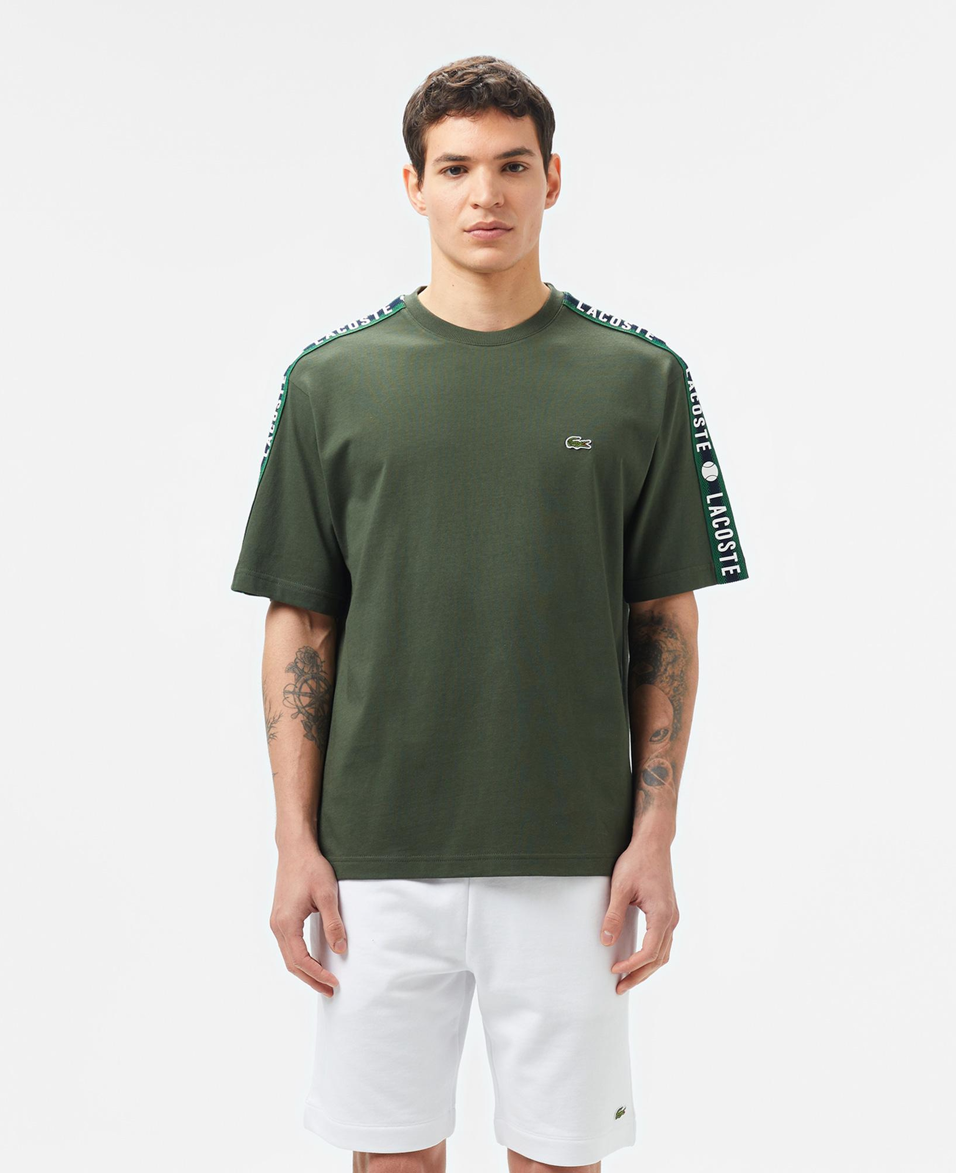 Erkek Relaxed Fit Bisiklet Yaka Baskılı Koyu Yeşil T-Shirt